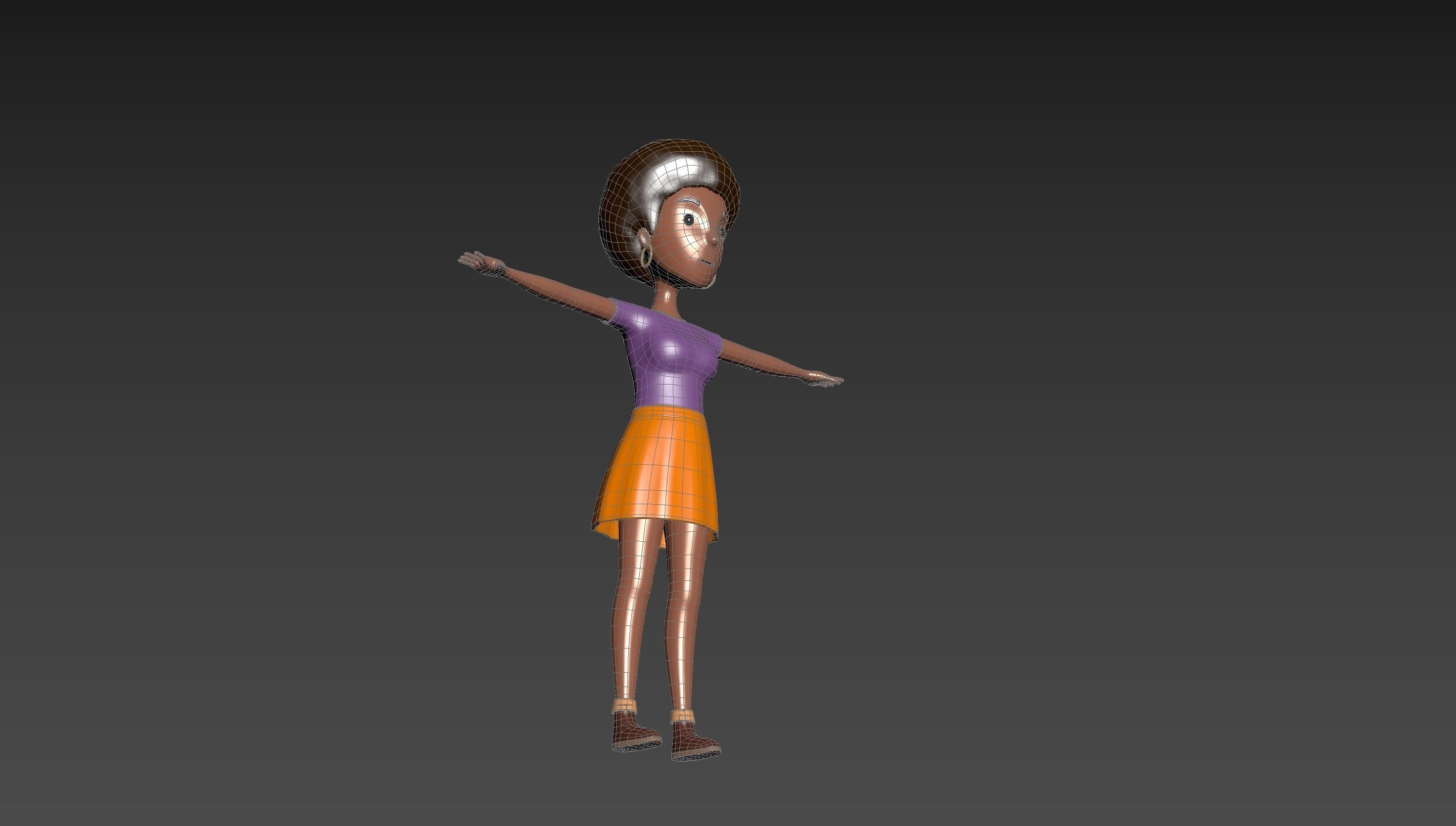 CartoonGirl033 Black Girl 3D model_14