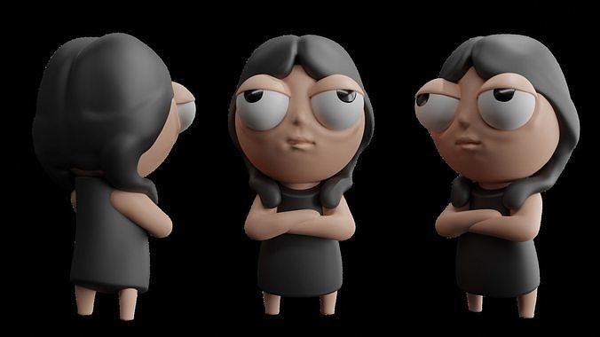 wednesday 3d model woman with different expressions 3D print model