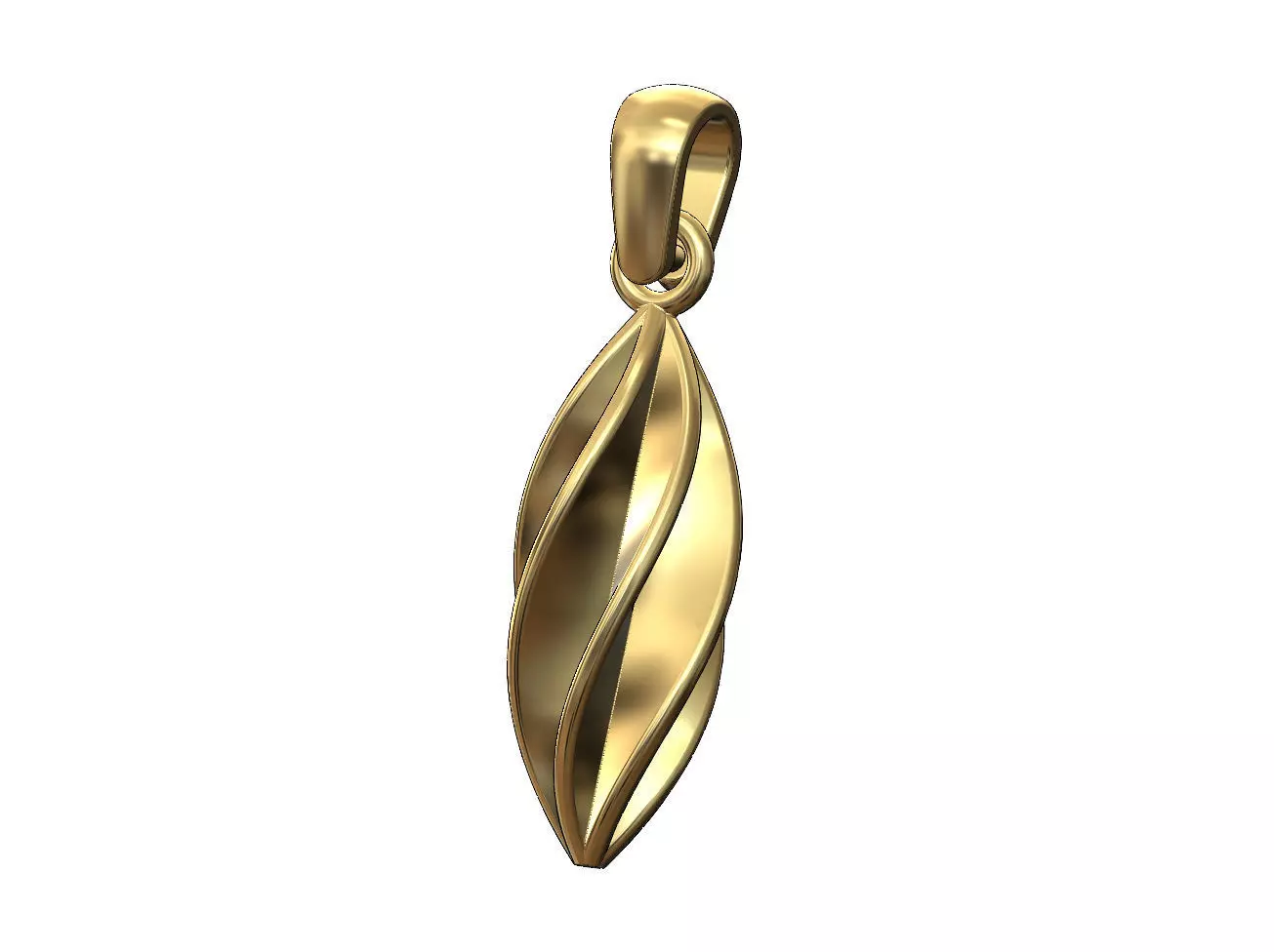 Twisted leaf pattern pendant bail and charm 3D print model