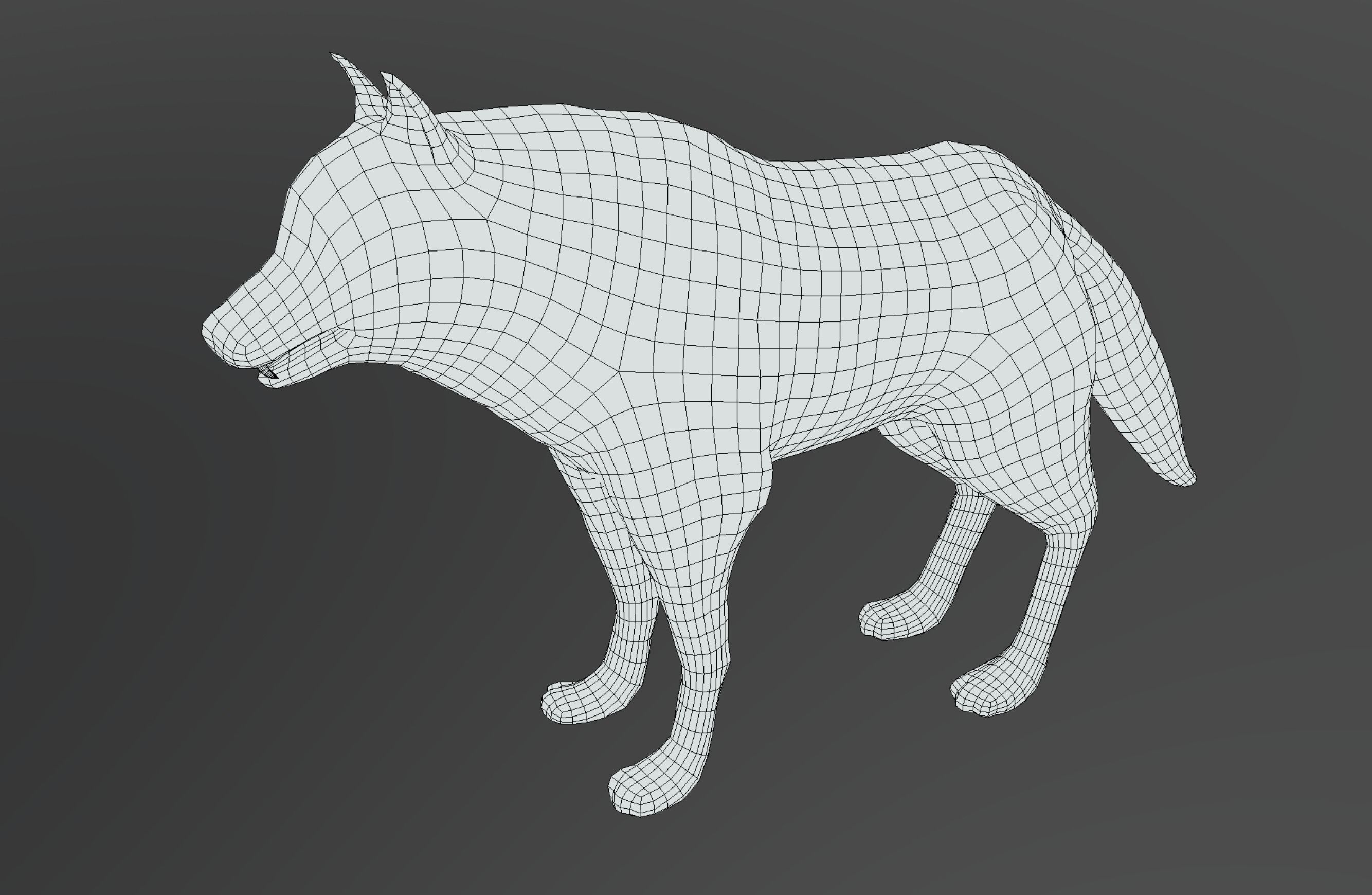 Wolf Bronze Statue Low-poly 3D model_6