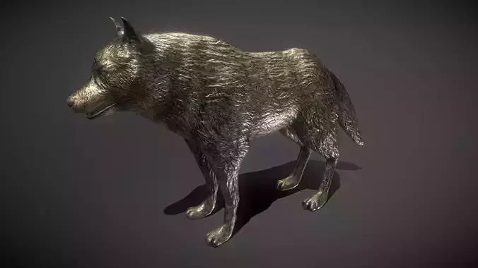 Wolf Bronze Statue Low-poly 3D model