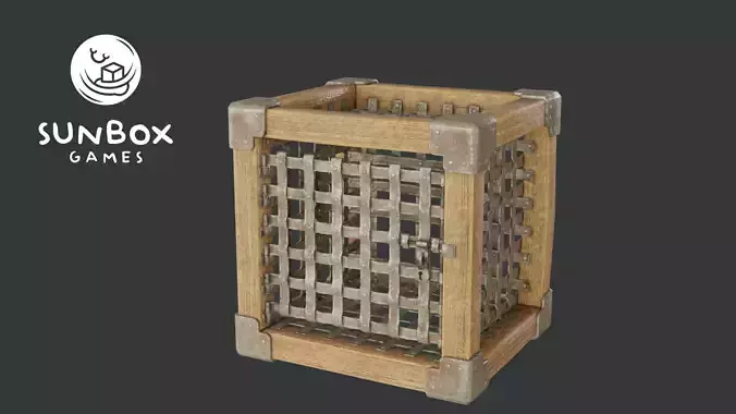 Large Iron Cage With Lock Low-poly 3D model