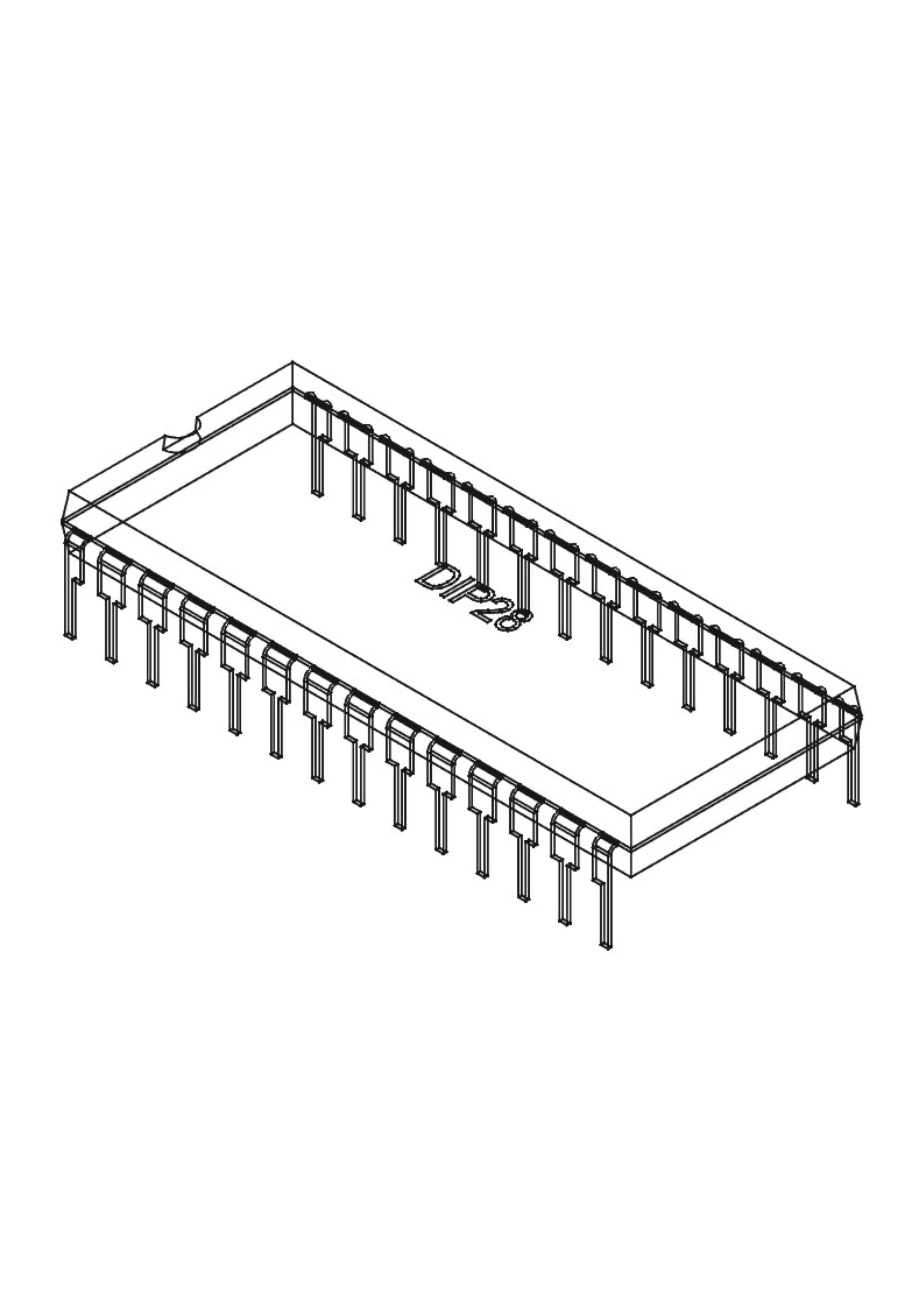DIP28 600mils IC case 3D model_1