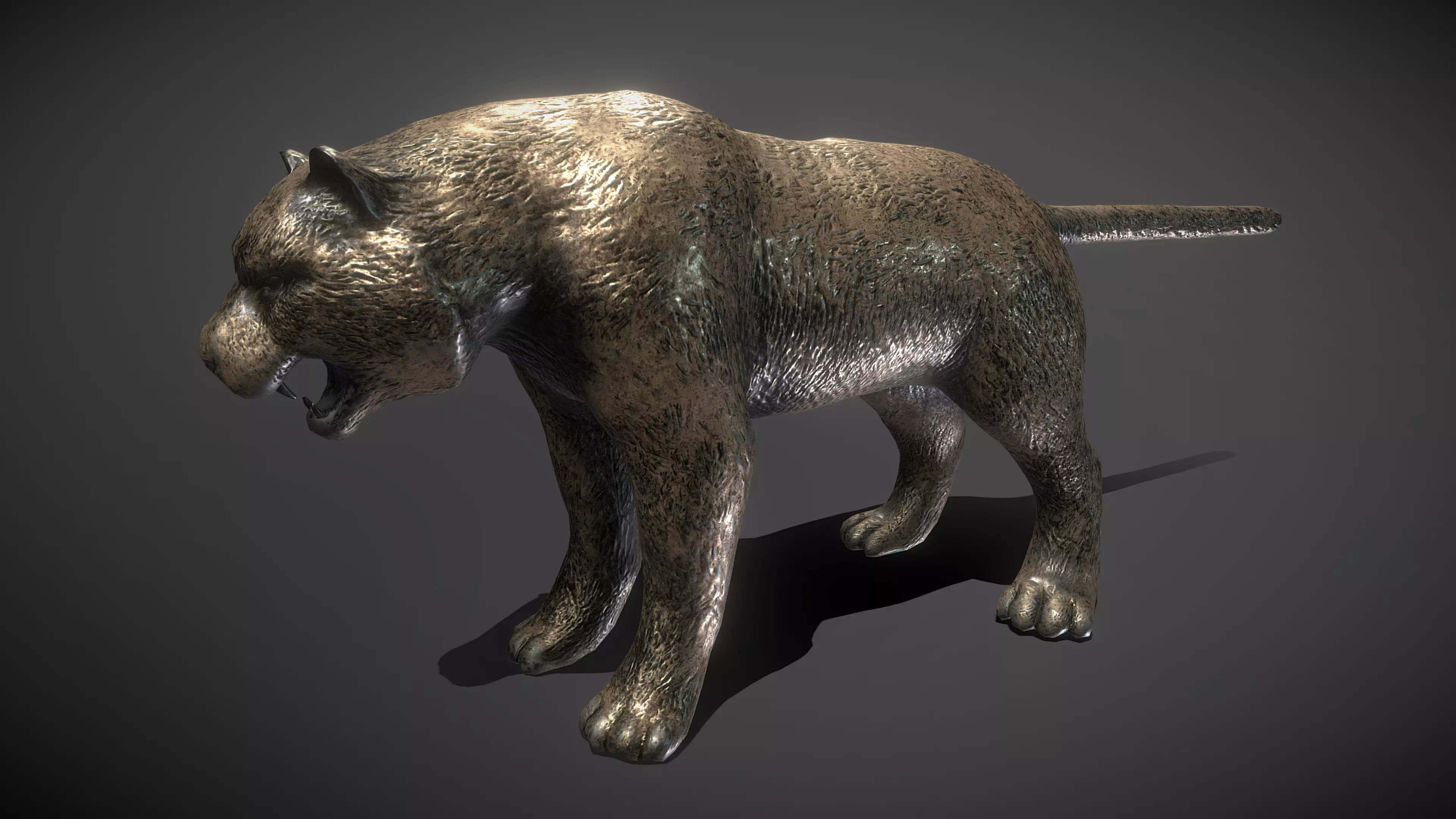 Tiger Bronze Statue Low-poly 3D model