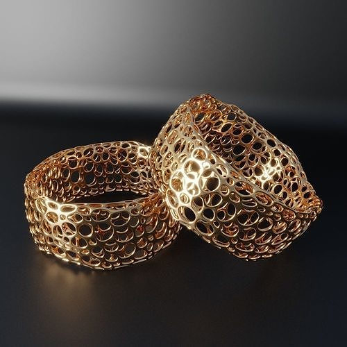 3D Printable Voronoi Double Shell rings 3D print model
