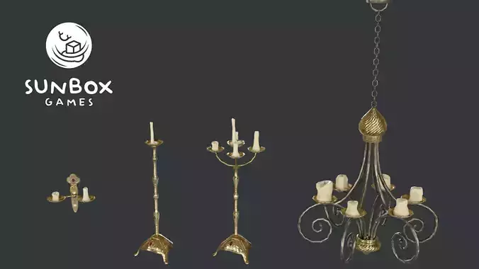 Renaissance Lights Candleholder Chandelier Low-poly 3D model