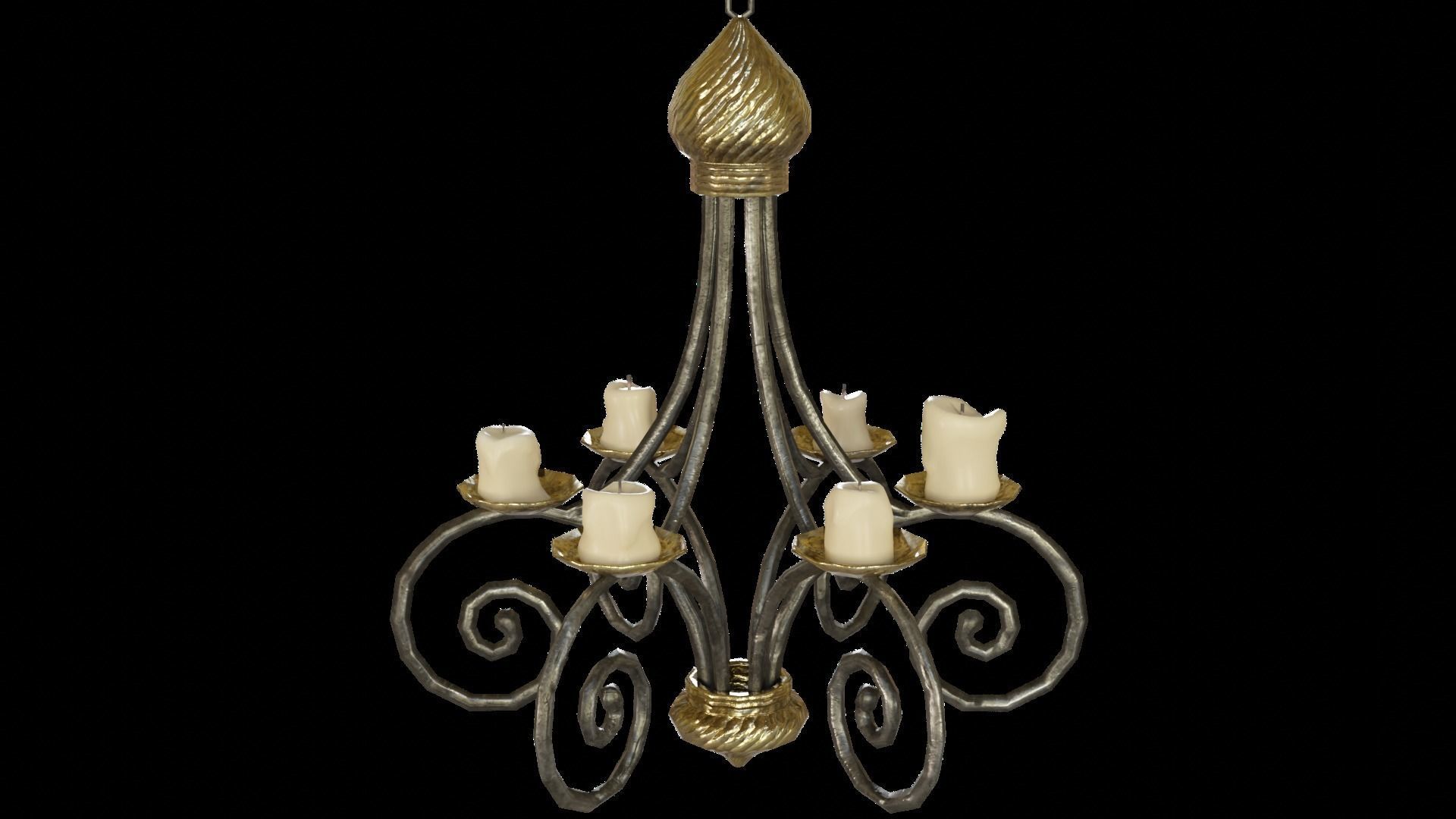 Renaissance Lights Candleholder Chandelier Low-poly 3D model_3