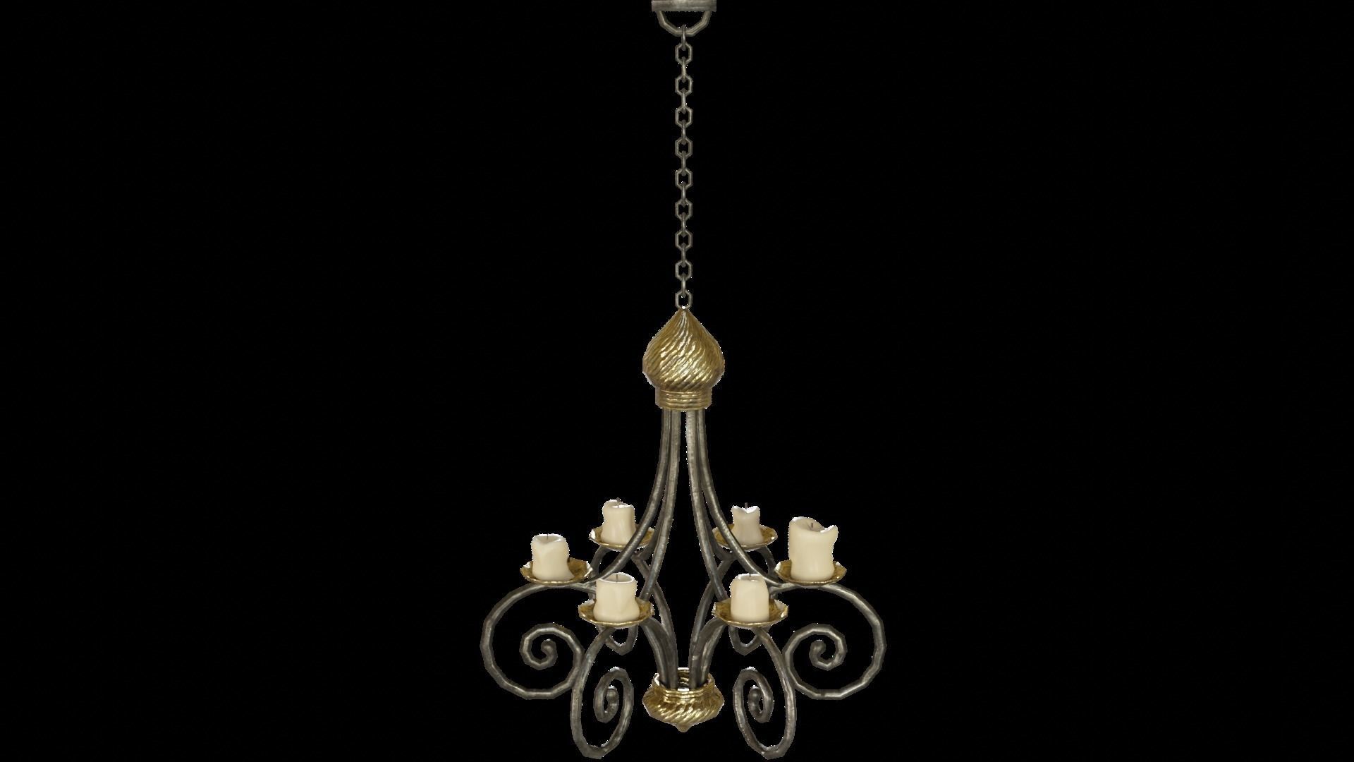Renaissance Lights Candleholder Chandelier Low-poly 3D model_2