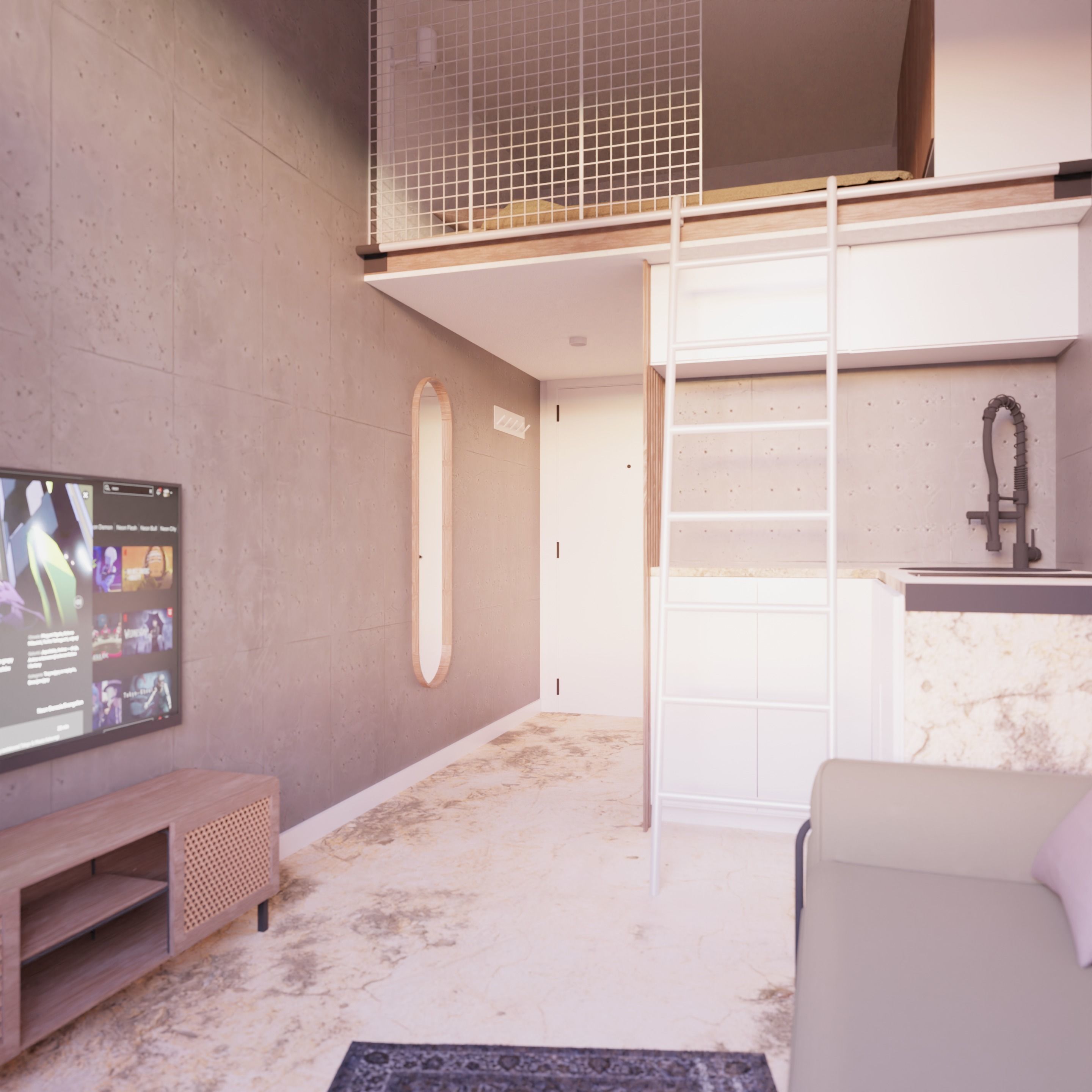 Boho apartment interior project 3D model_3