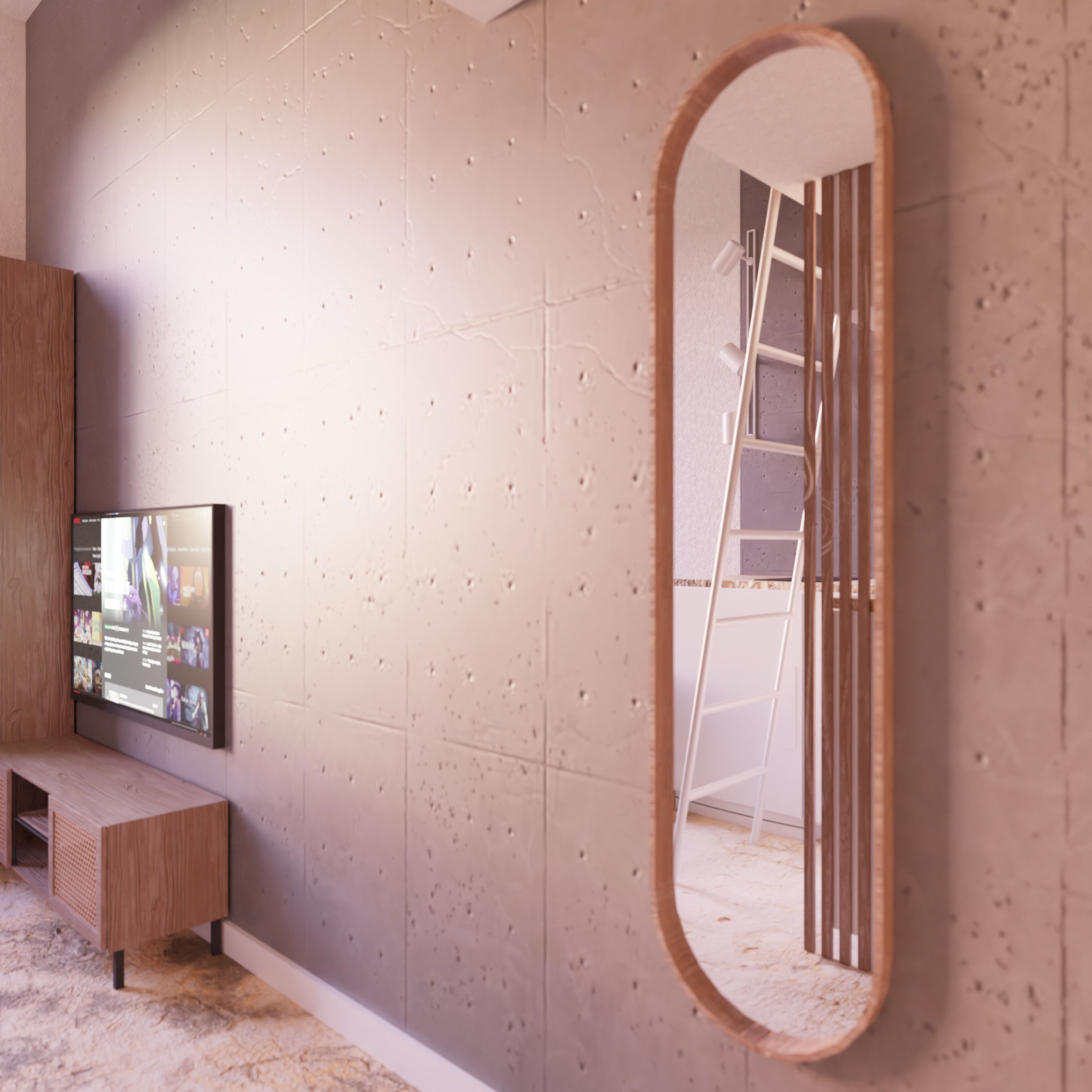 Boho apartment interior project 3D model_4