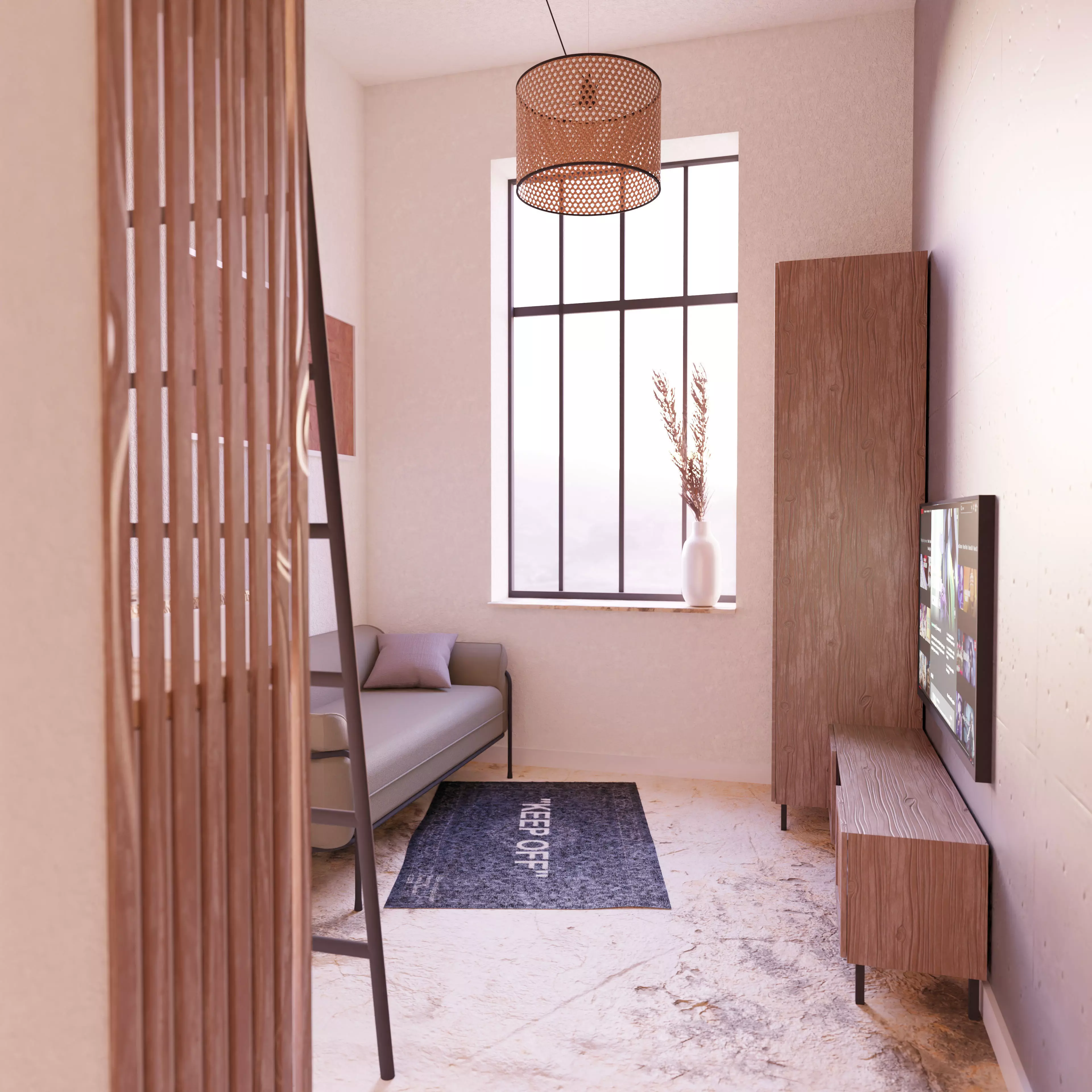 Boho apartment interior project 3D model_0