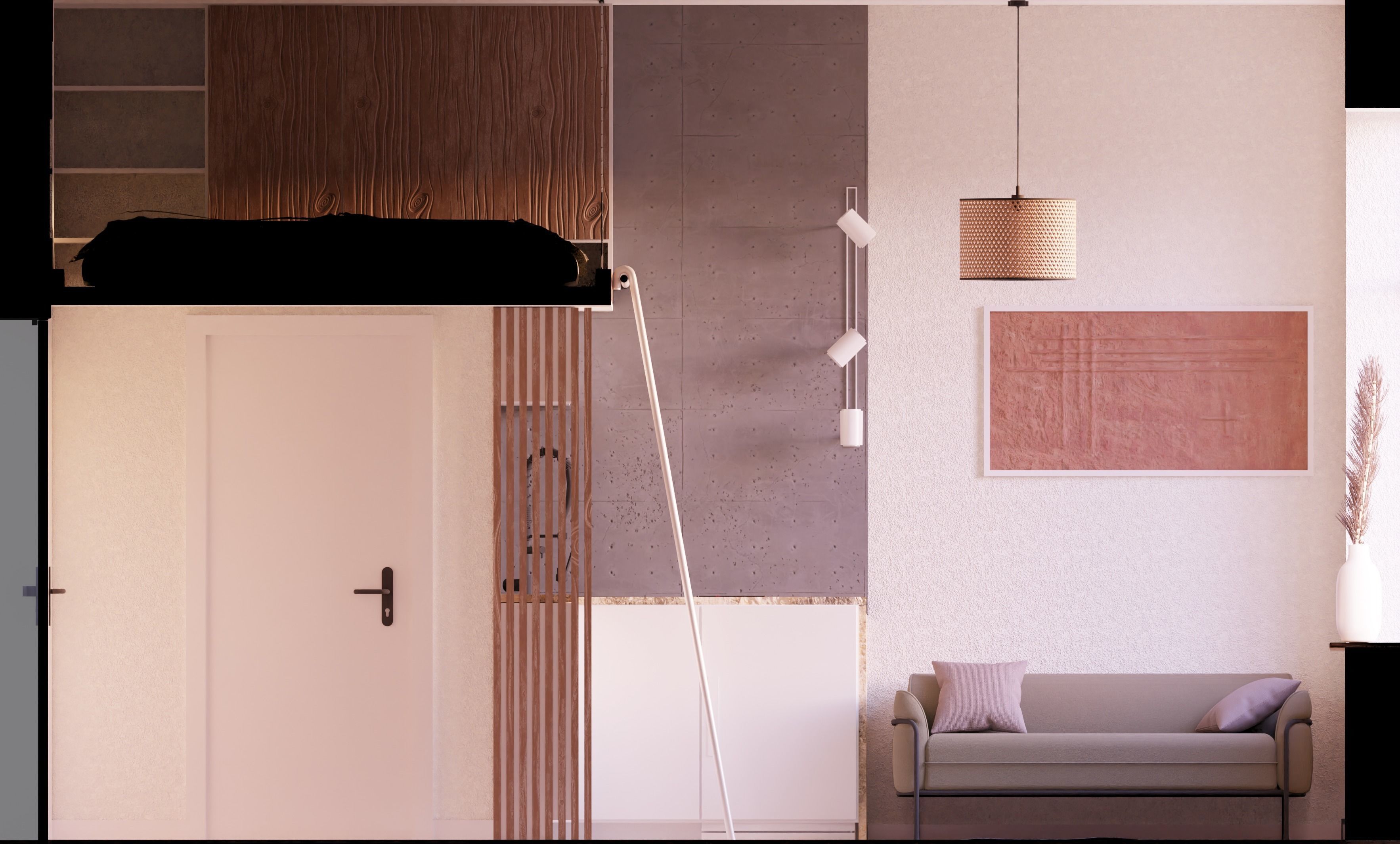 Boho apartment interior project 3D model_5