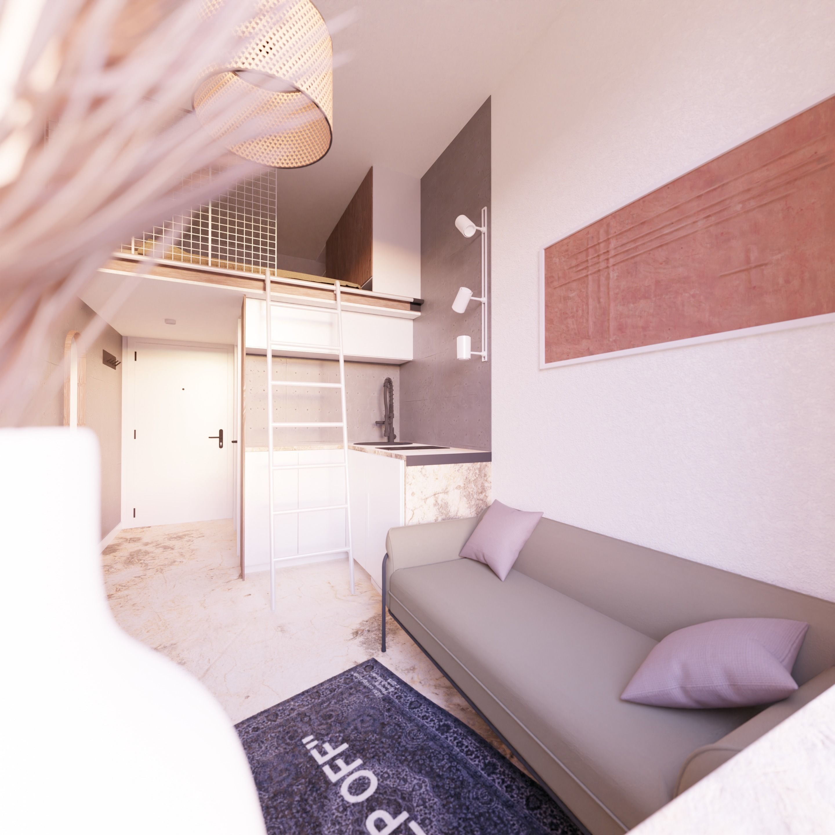 Boho apartment interior project 3D model_2