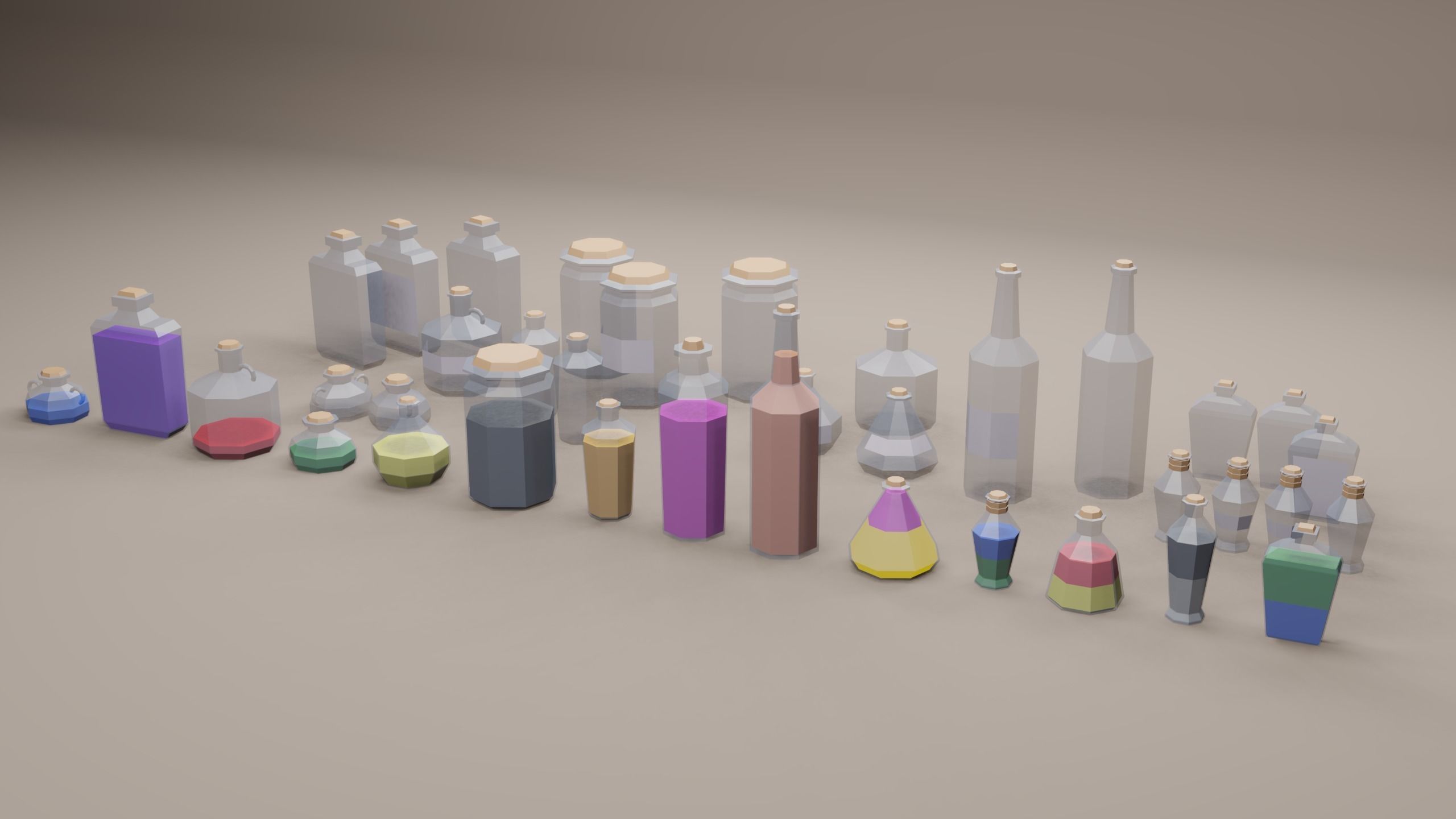 Low Poly Potion Bottles Low-poly 3D model_2