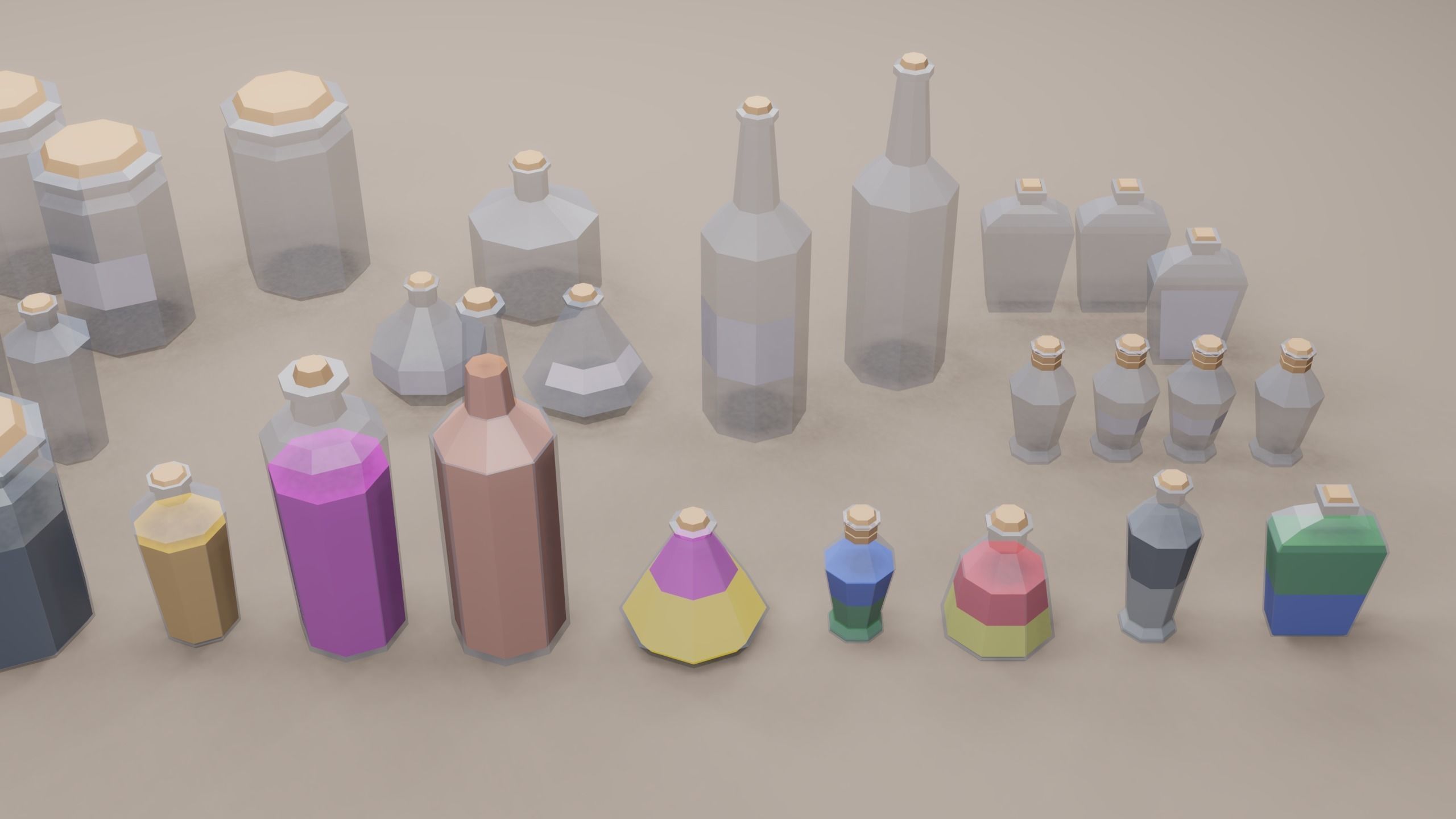 Low Poly Potion Bottles Low-poly 3D model_5