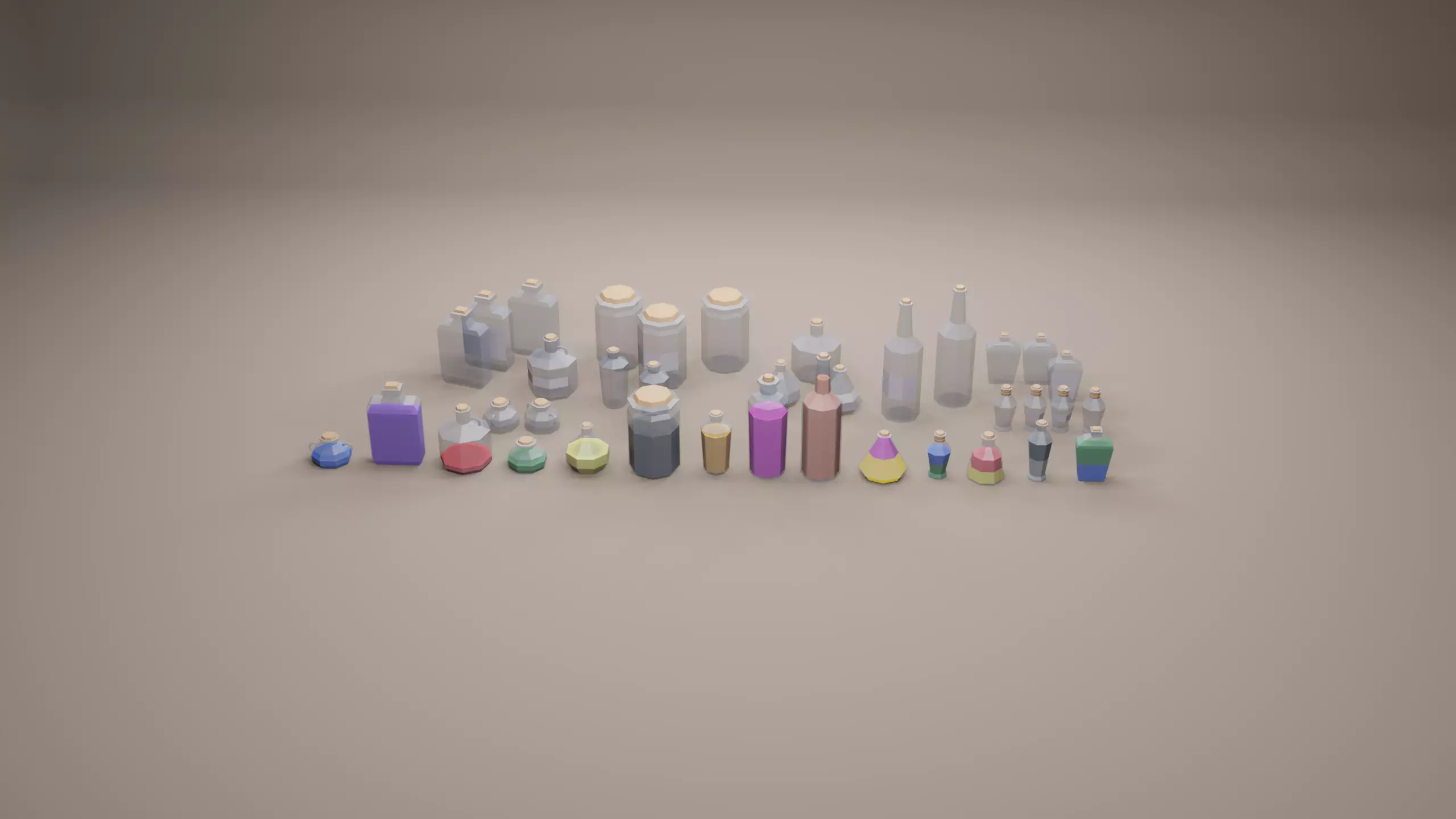 Low Poly Potion Bottles Low-poly 3D model_0