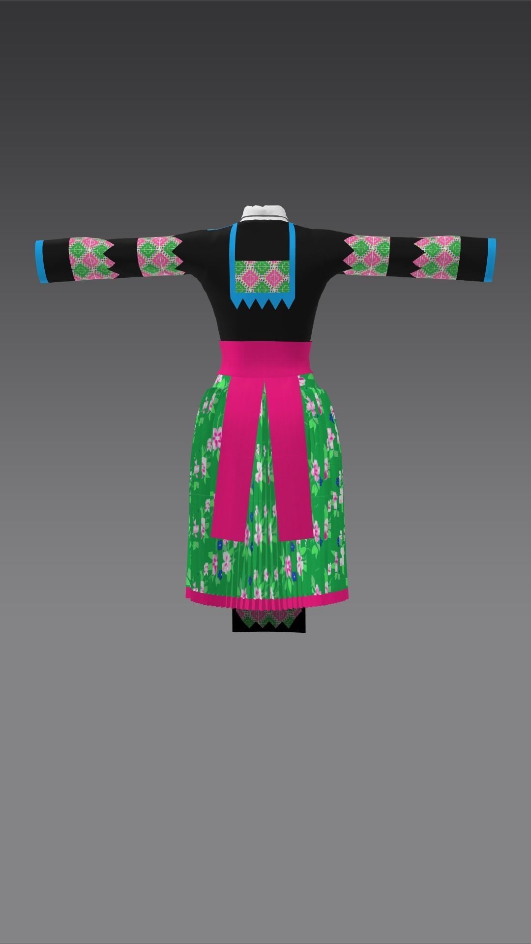 female outfit skirt dress design 3D model_3