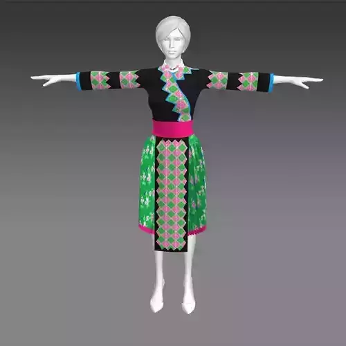 female outfit skirt dress design 3D model