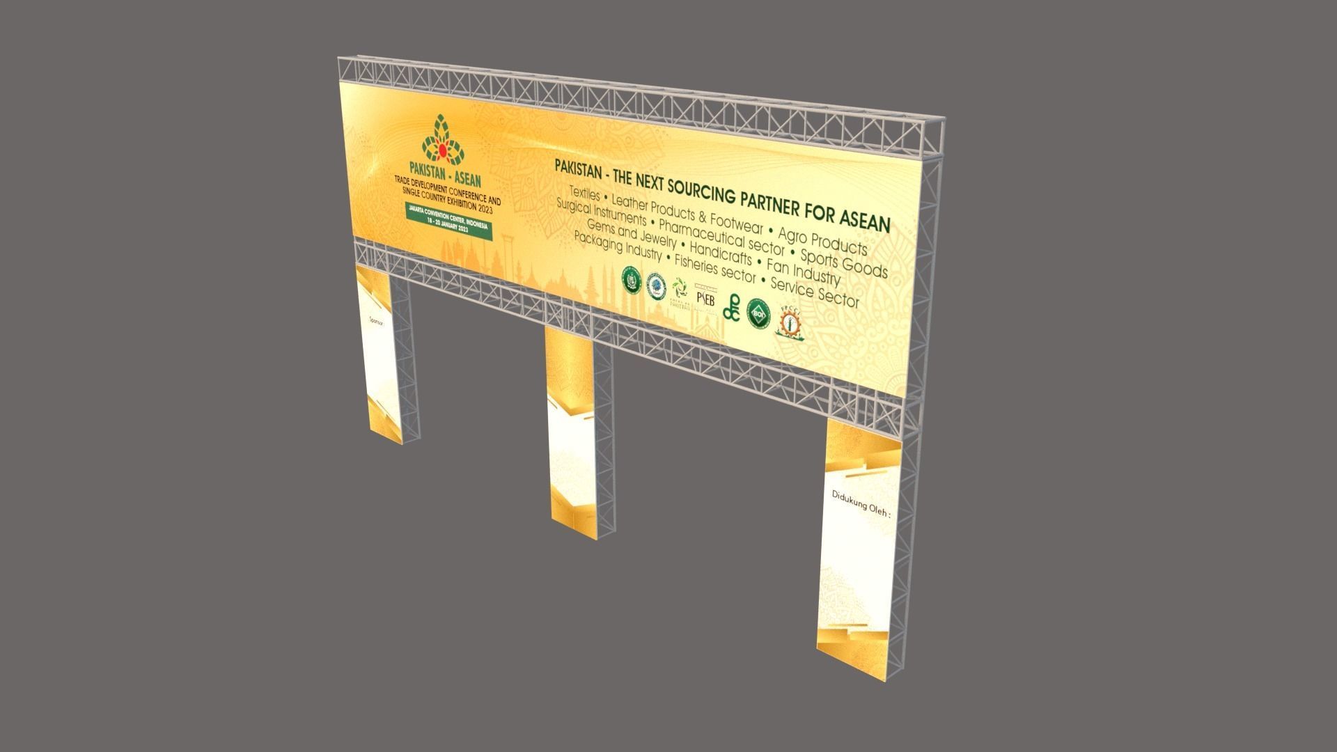 Exhibition Entrance Gate Design Low-poly 3D model_1