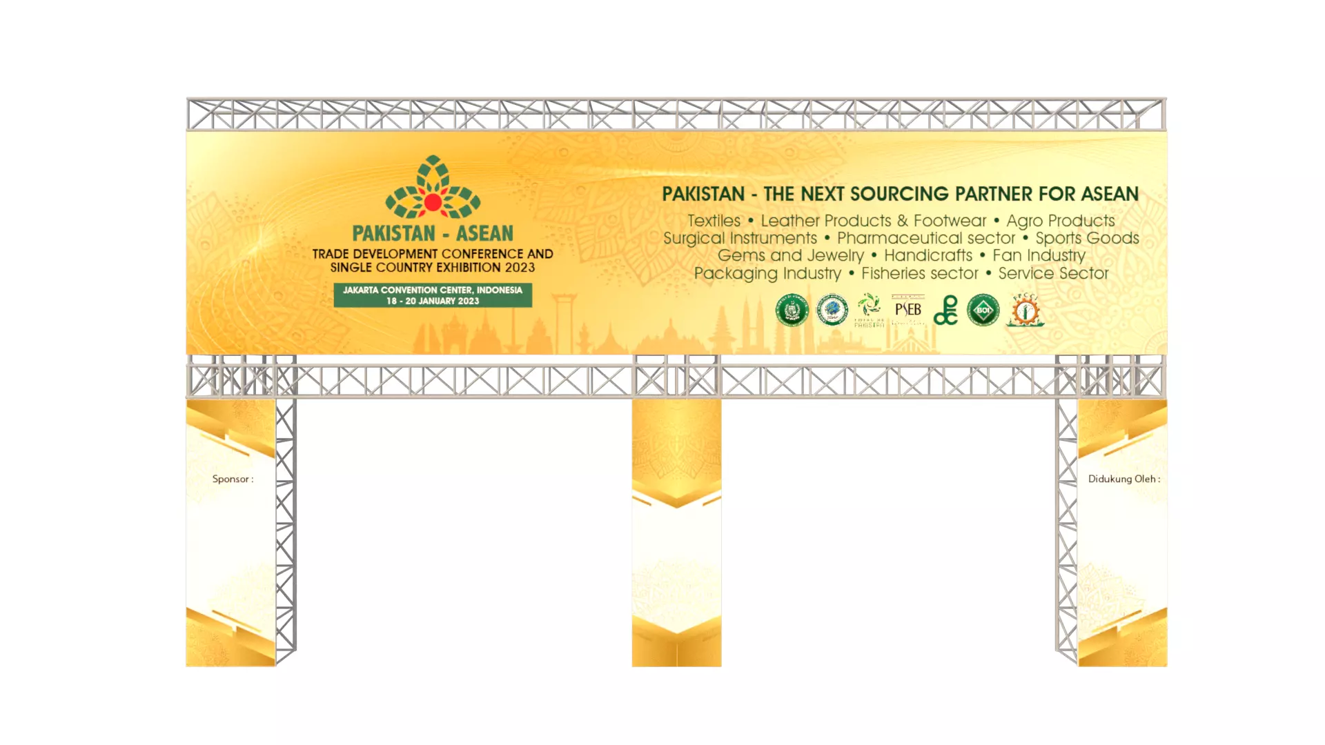 Exhibition Entrance Gate Design Low-poly 3D model_0