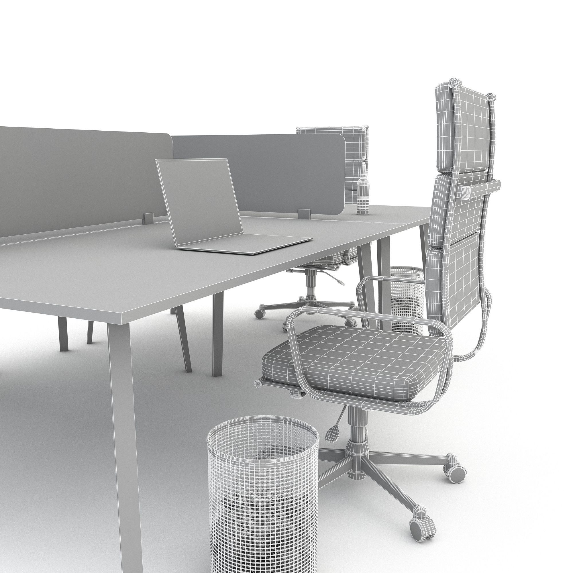 office work and meeting table 07 3D Low-poly 3D model_7