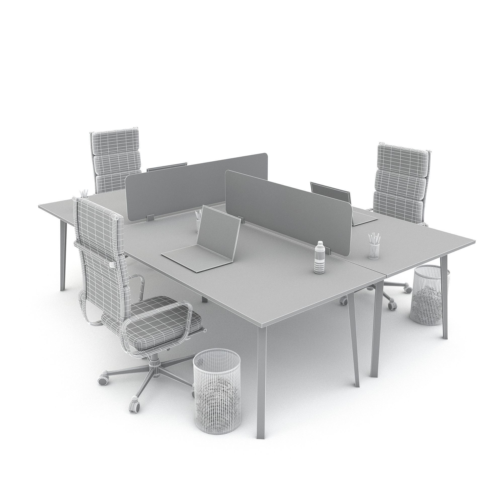 office work and meeting table 07 3D Low-poly 3D model_5