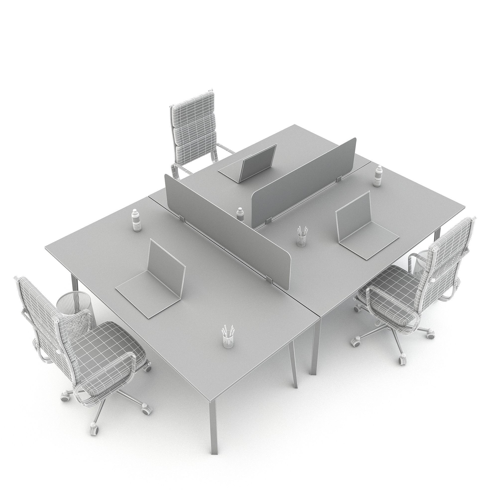 office work and meeting table 07 3D Low-poly 3D model_4