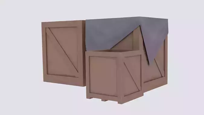Box Cargo Low Poly stylized handpainted