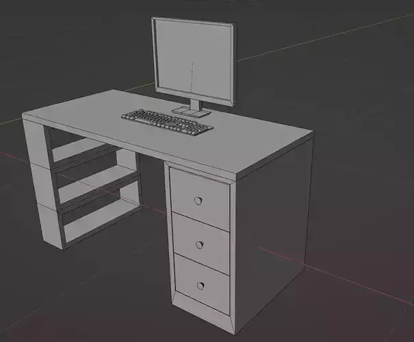 3D Computer Table Modeling Low-poly 3D model