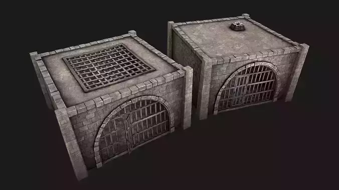 Medieval Dungeon Prison Set Low-poly 3D model
