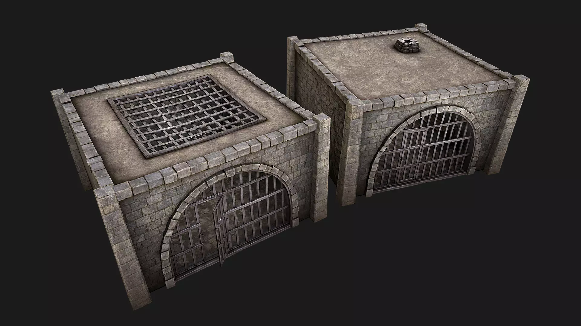 Medieval Dungeon Prison Set Low-poly 3D model_0