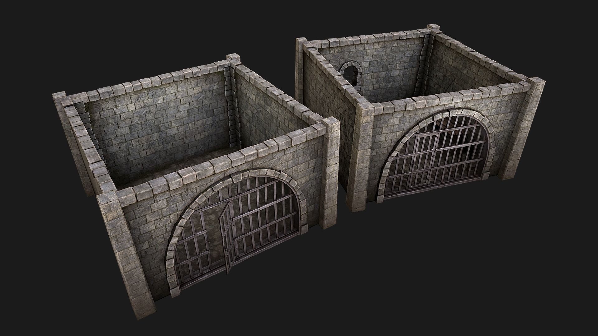 Medieval Dungeon Prison Set Low-poly 3D model_2