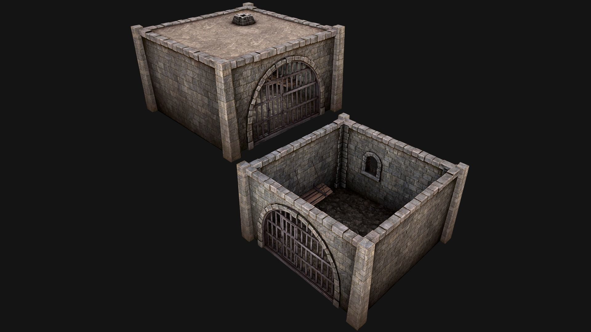 Medieval Dungeon Prison Set Low-poly 3D model_3