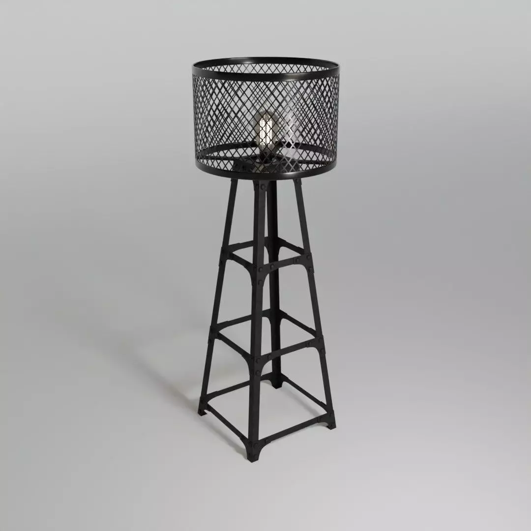 Industrial floor lamp 3D model_0