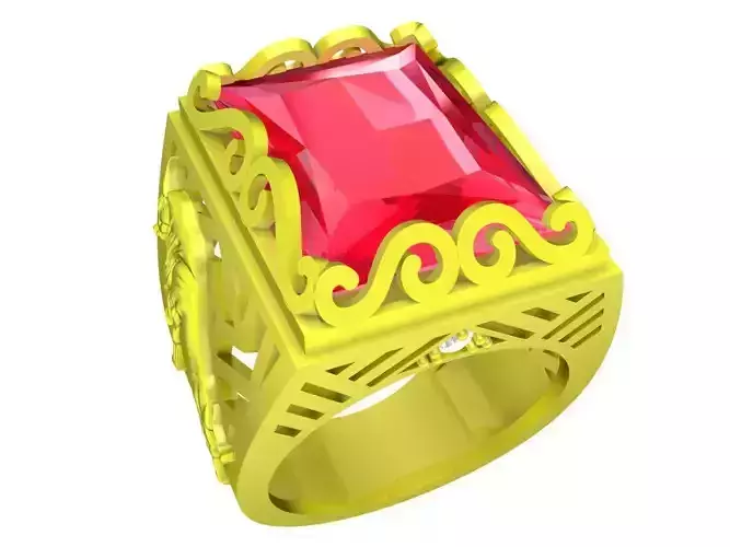 zodiac korean diamond lucky buffalo men ring 4452