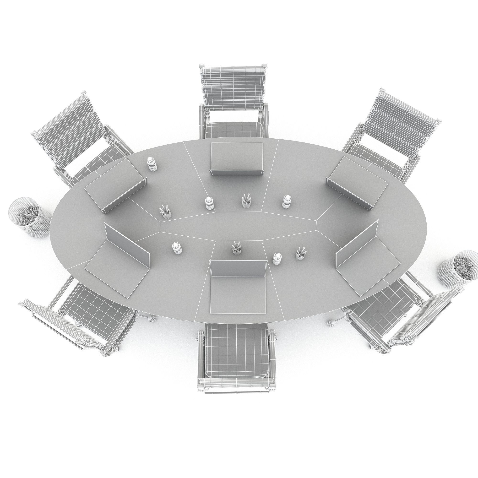 office round meeting table 09 3D model Low-poly 3D model_7