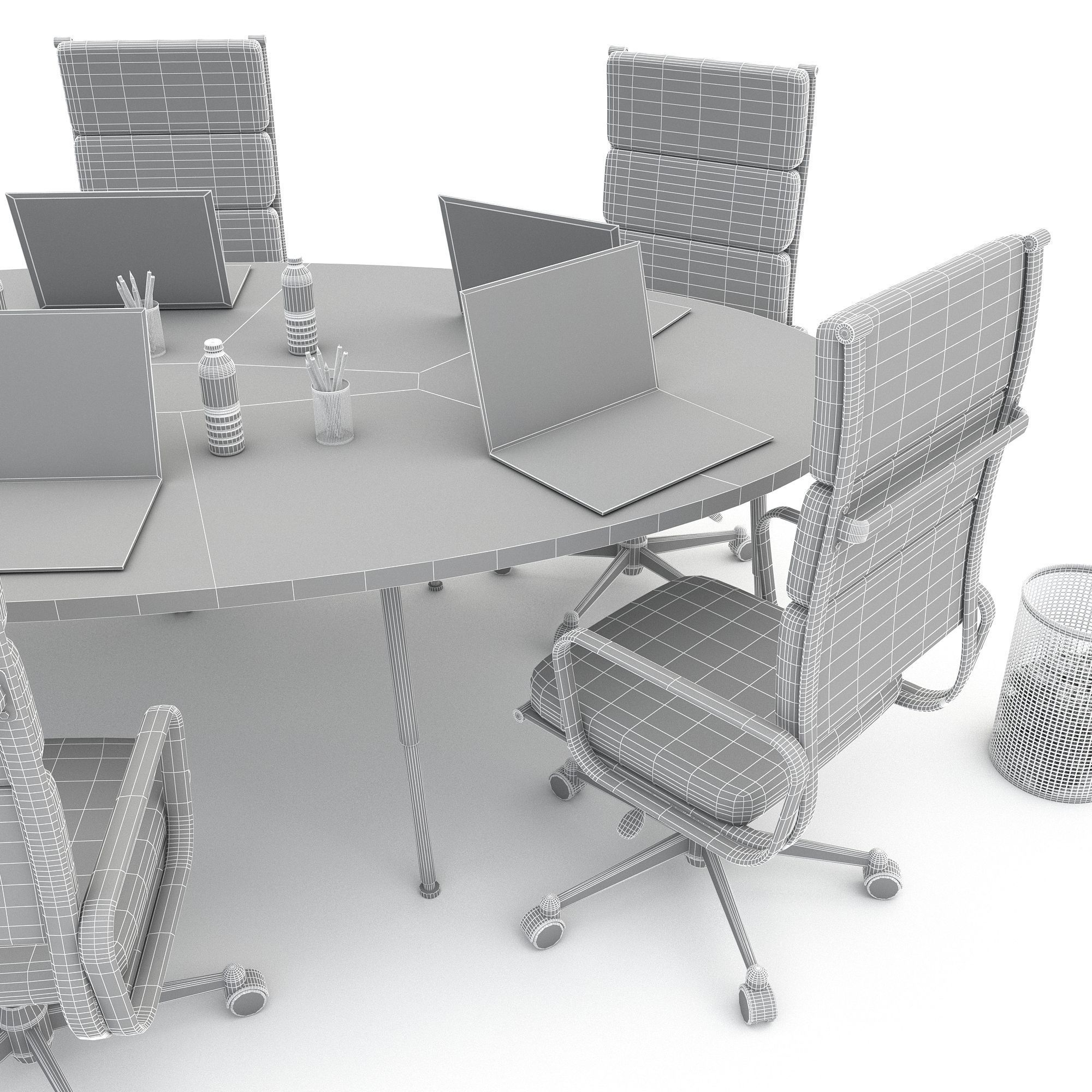 office round meeting table 09 3D model Low-poly 3D model_4