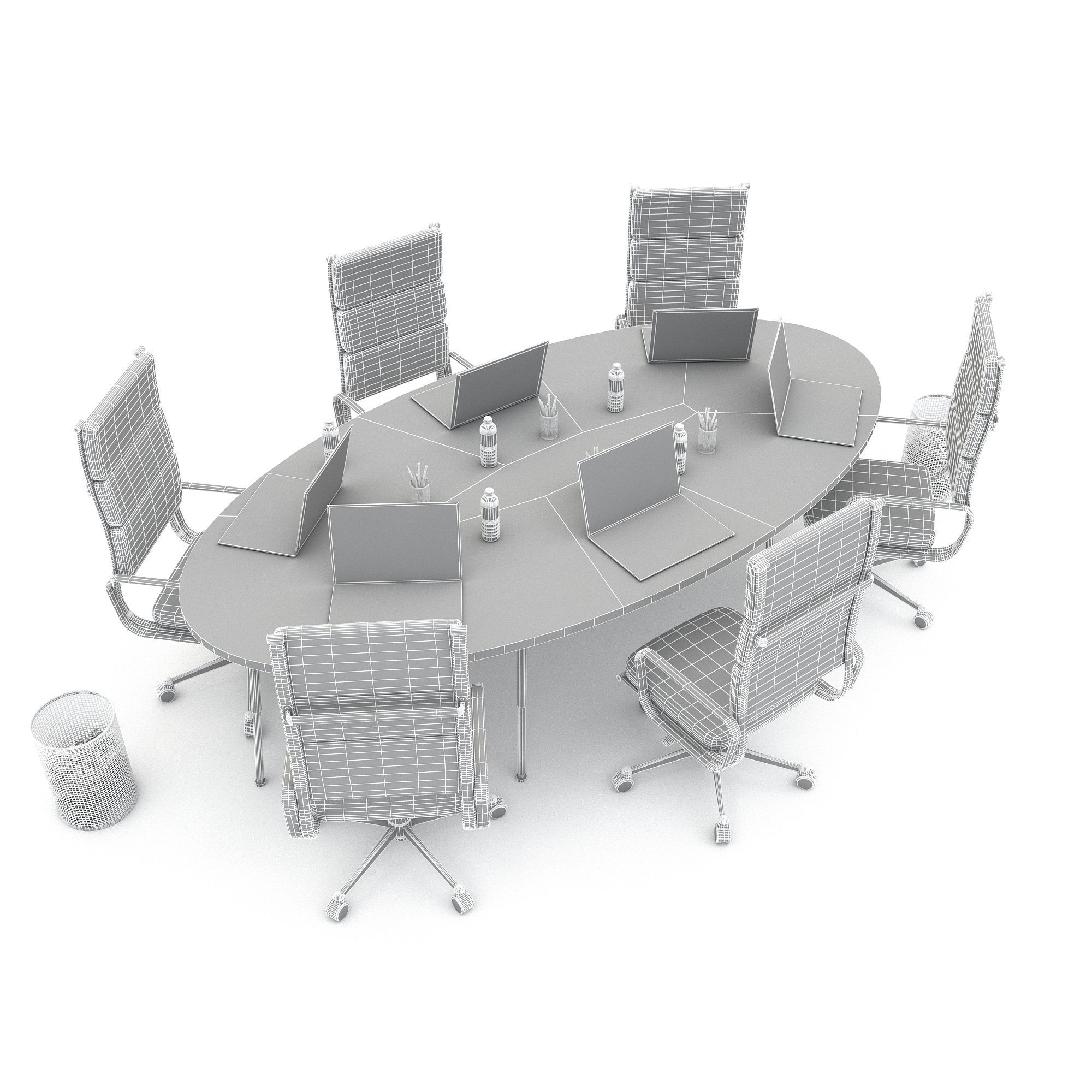 office round meeting table 09 3D model Low-poly 3D model_5