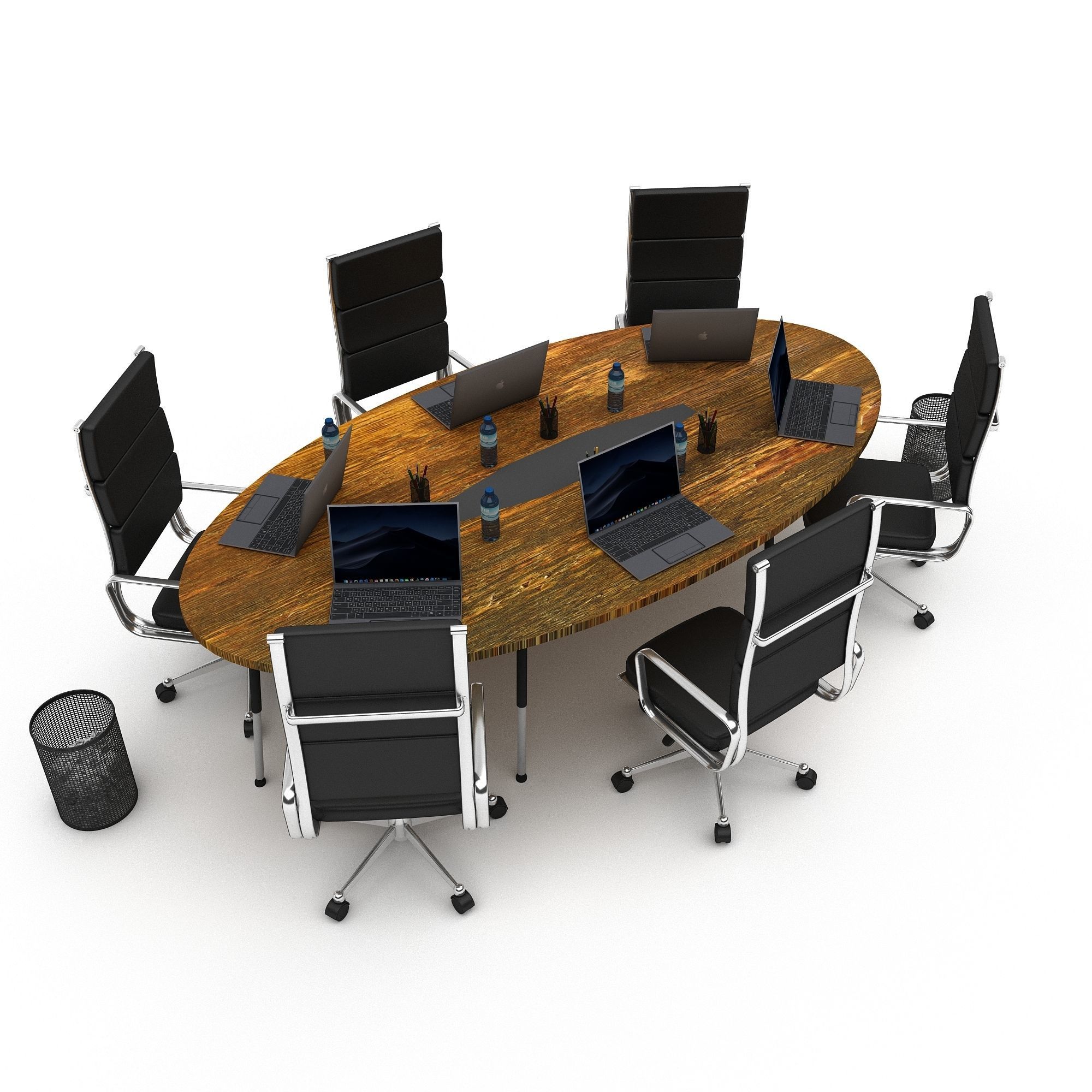 office round meeting table 09 3D model Low-poly 3D model_1