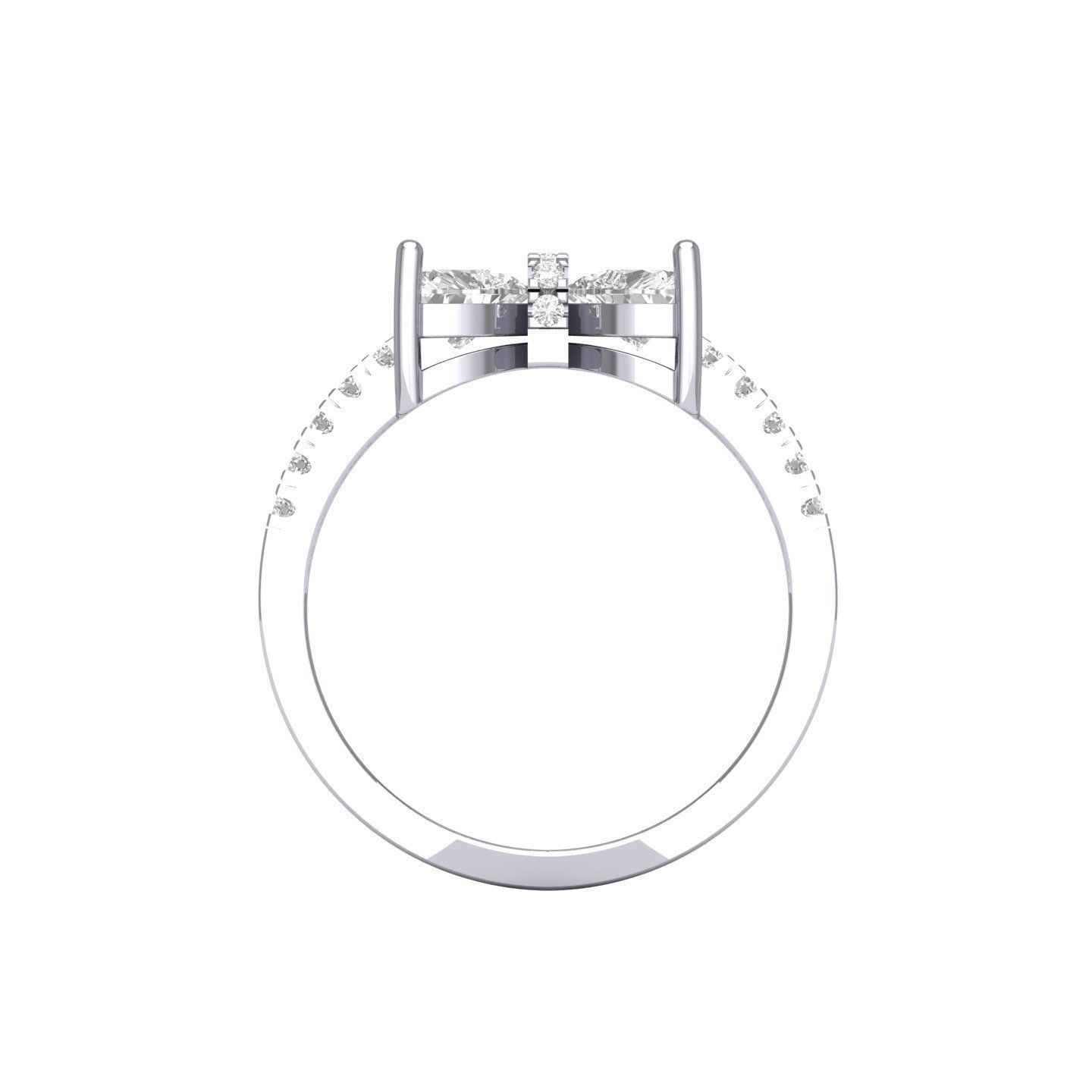 2 Stone Heart Ring  3D print model_7