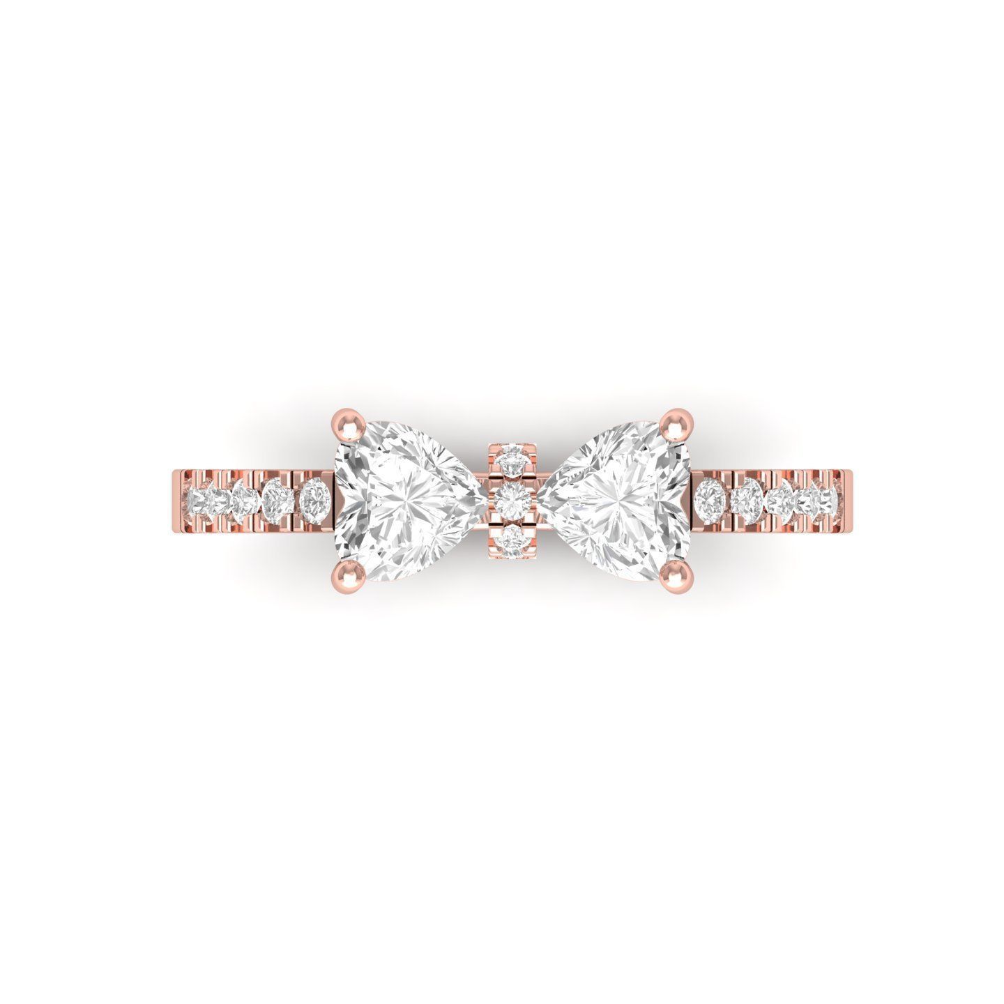 2 Stone Heart Ring  3D print model_3