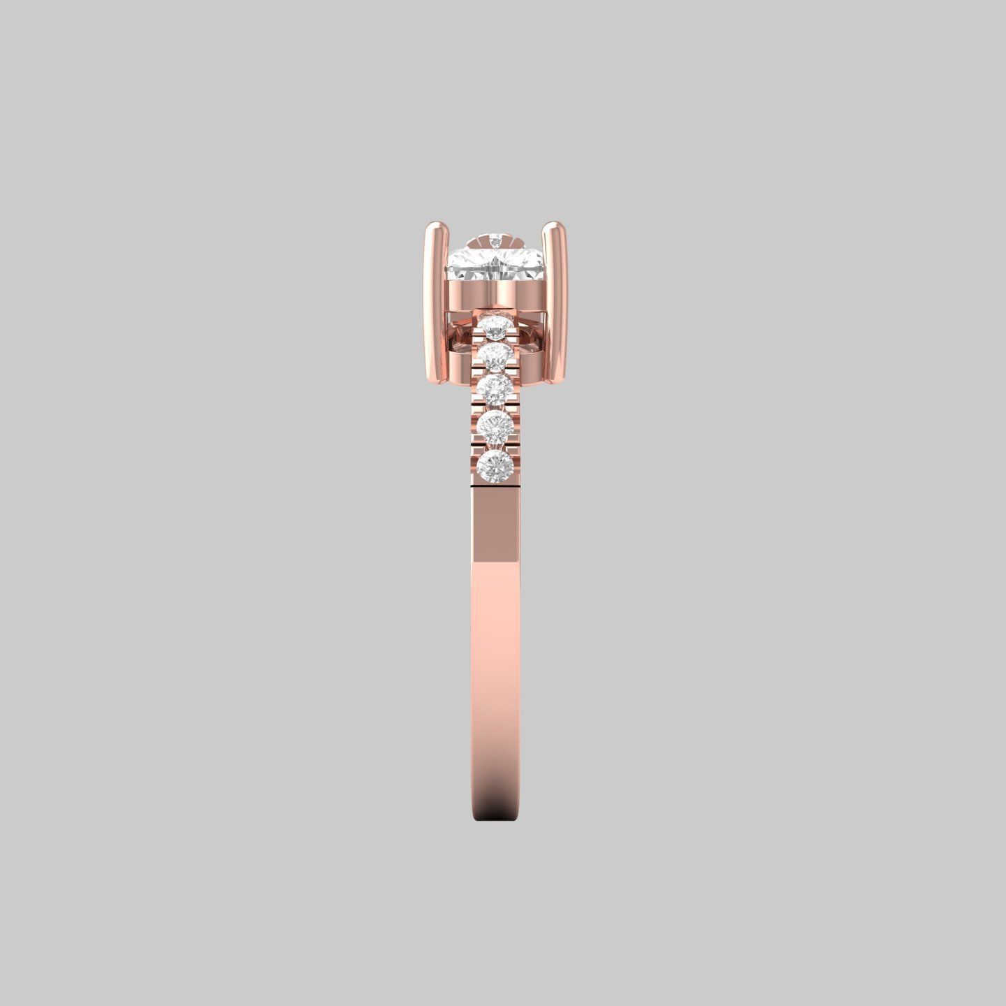 2 Stone Heart Ring  3D print model_9