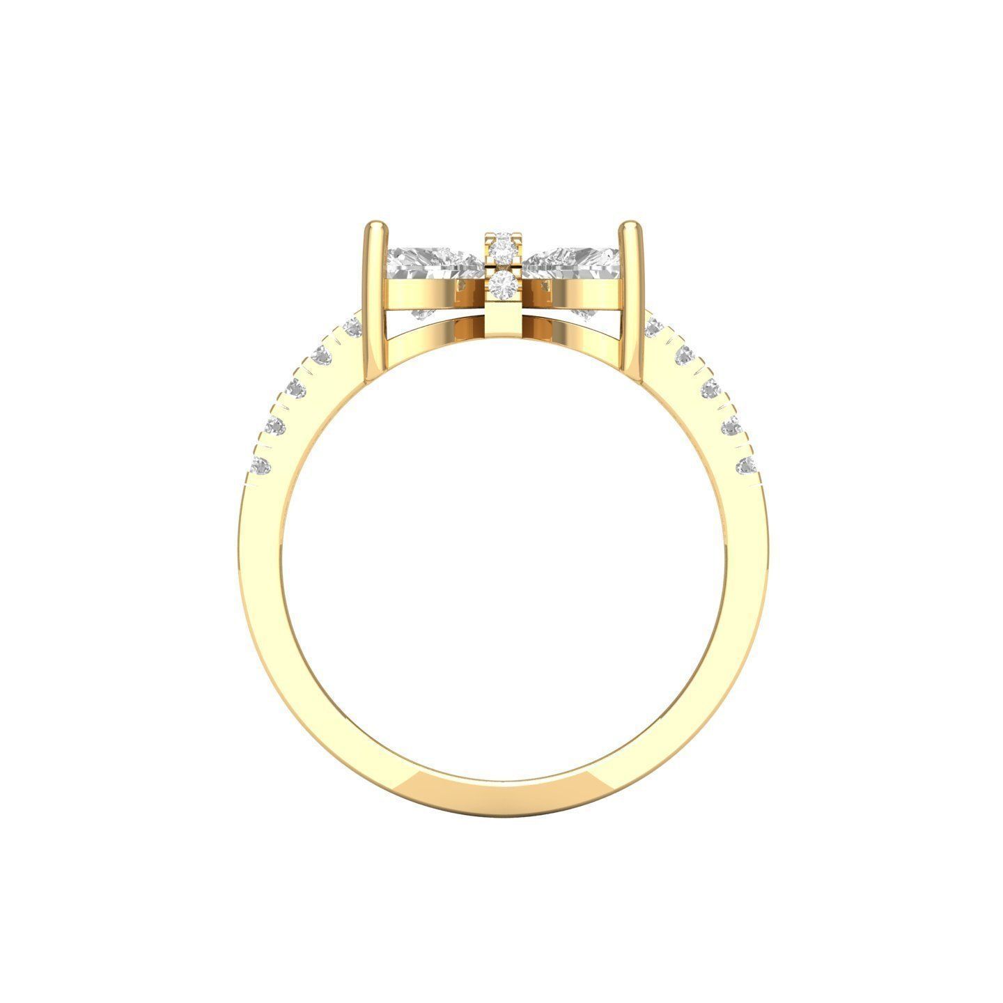 2 Stone Heart Ring  3D print model_8