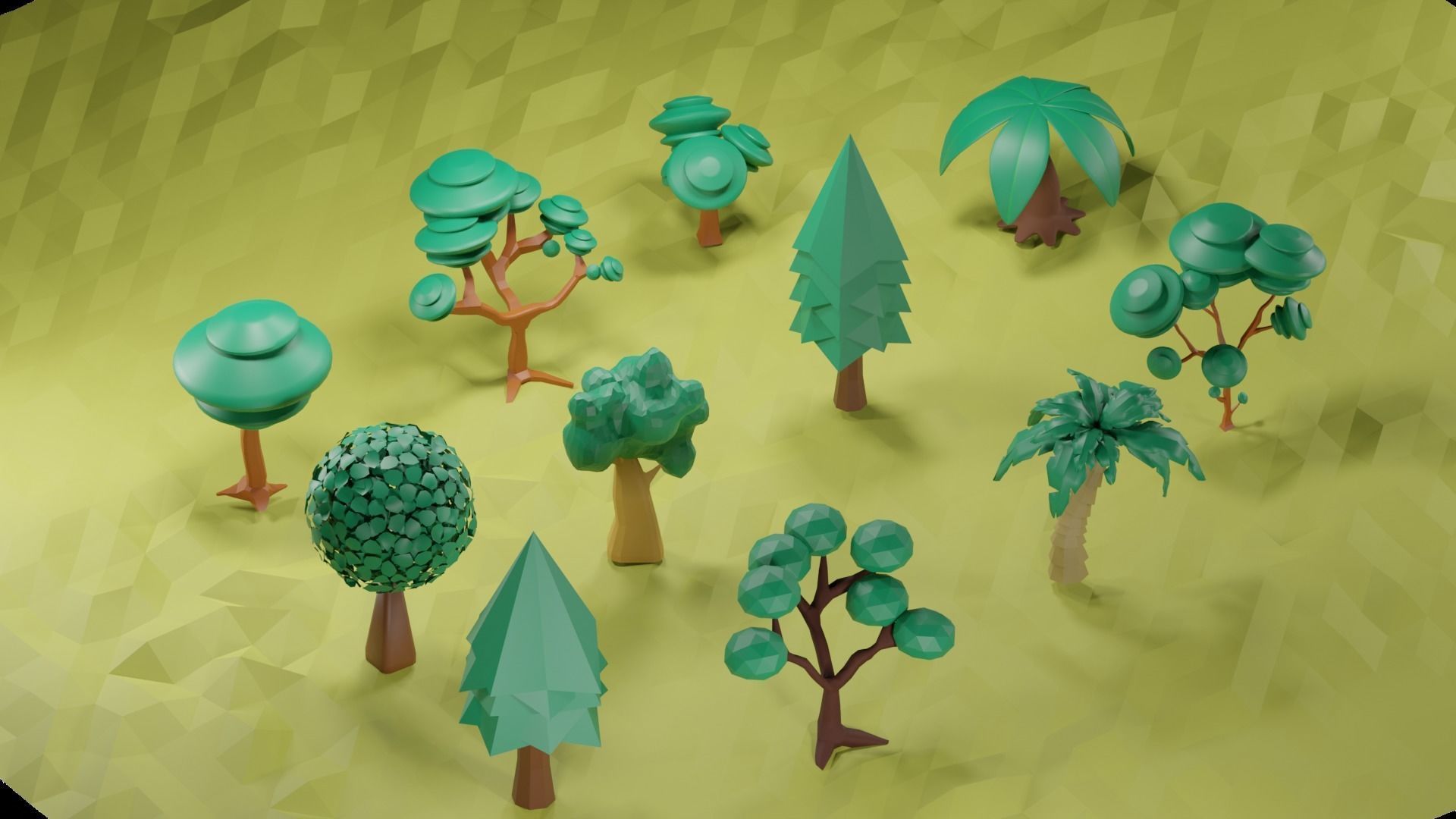 Stylized Tree Collection Low-poly 3D model_3