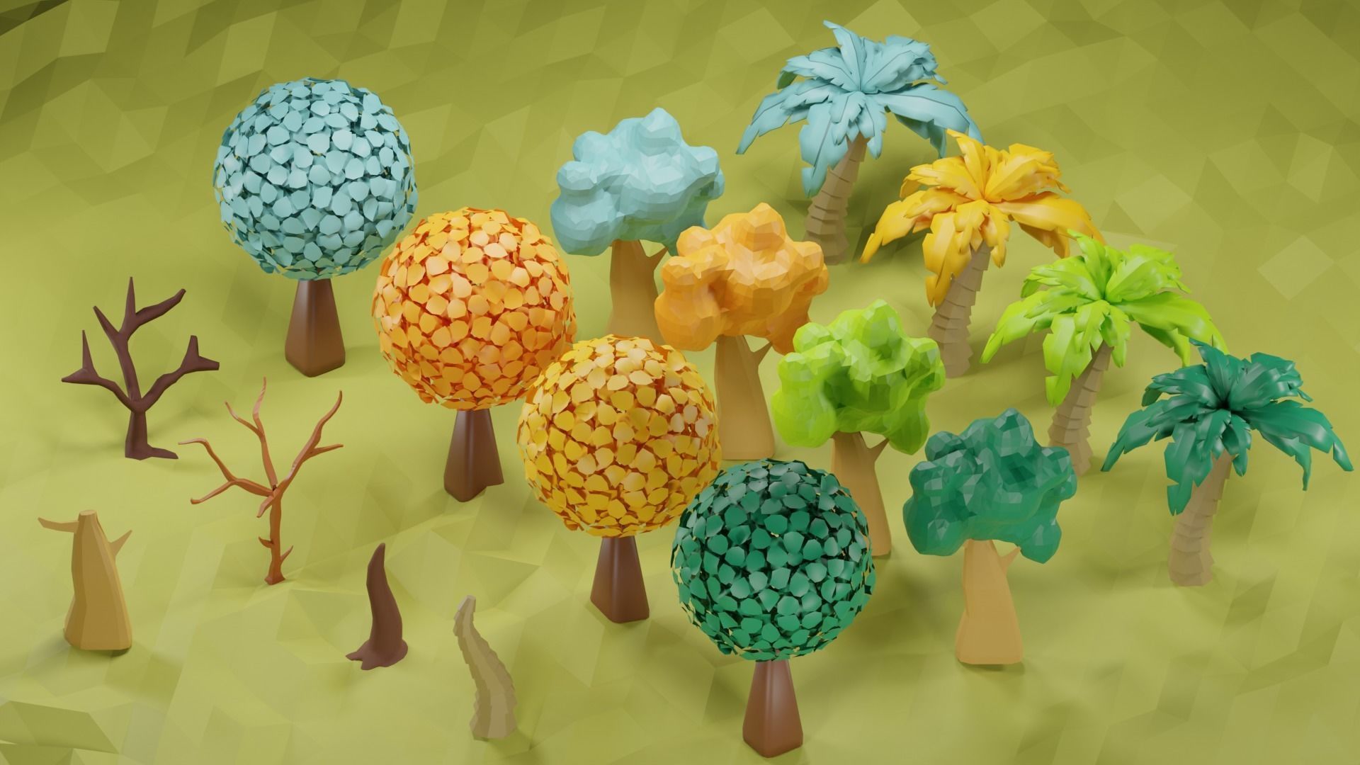 Stylized Tree Collection Low-poly 3D model_2