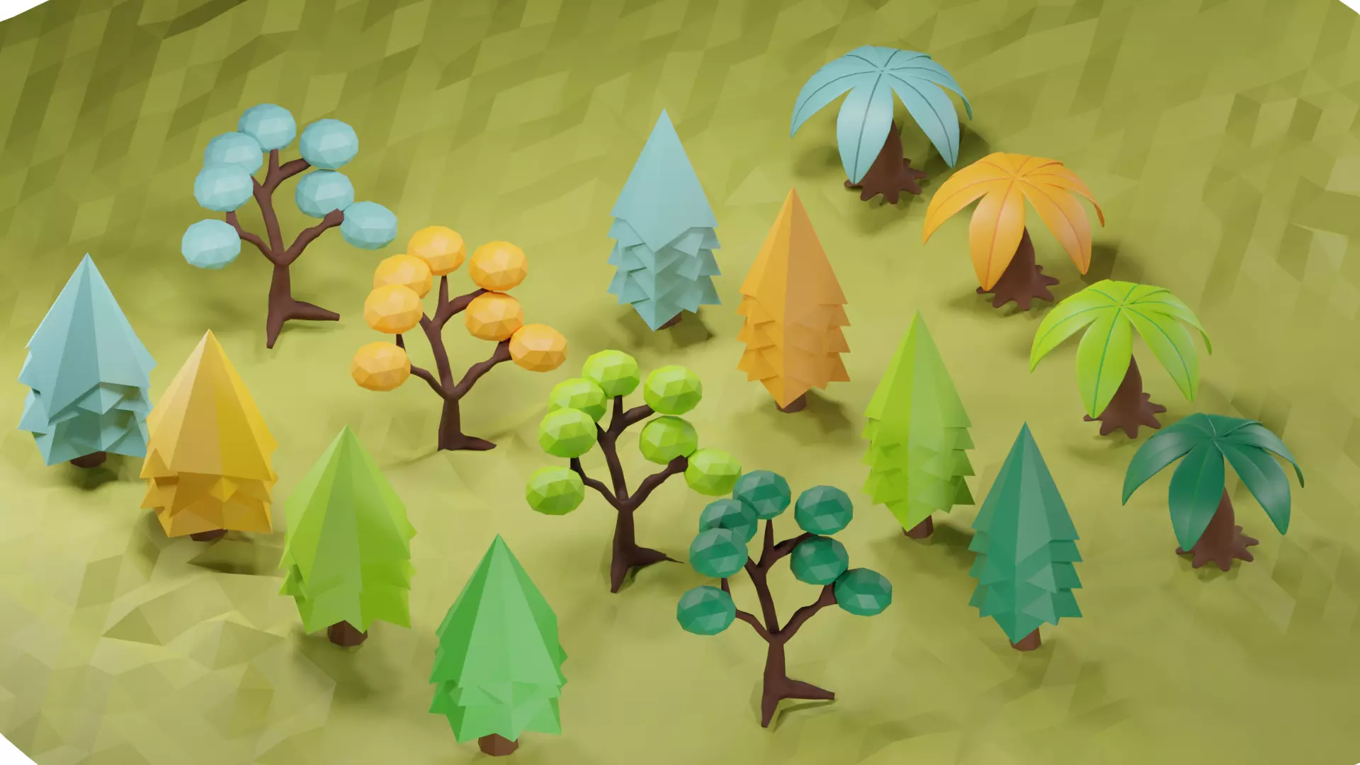 Stylized Tree Collection Low-poly 3D model_0