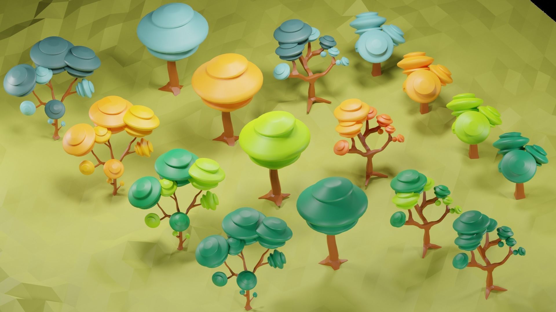 Stylized Tree Collection Low-poly 3D model_1