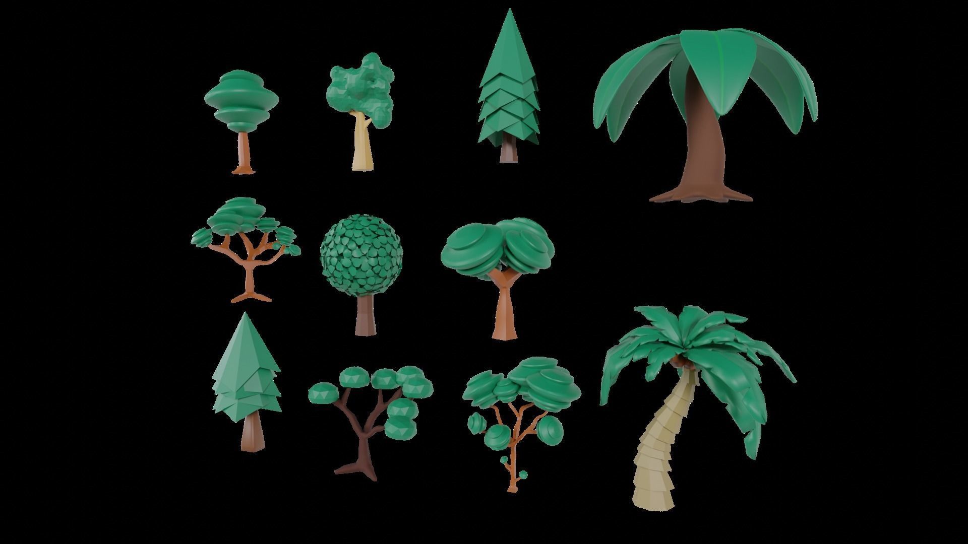 Stylized Tree Collection Low-poly 3D model_4