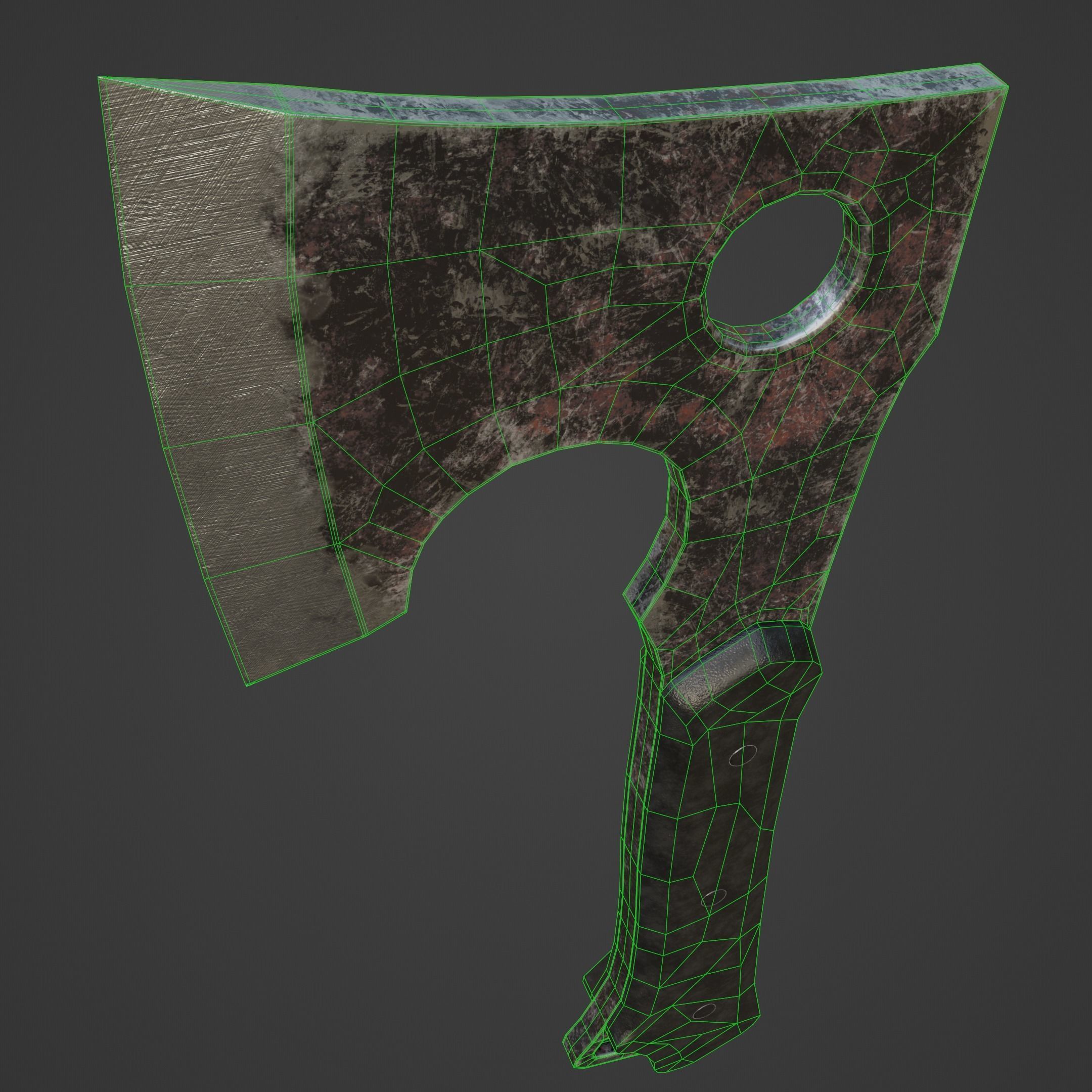 Axe game-ready old style PBR Free low-poly 3D model_5