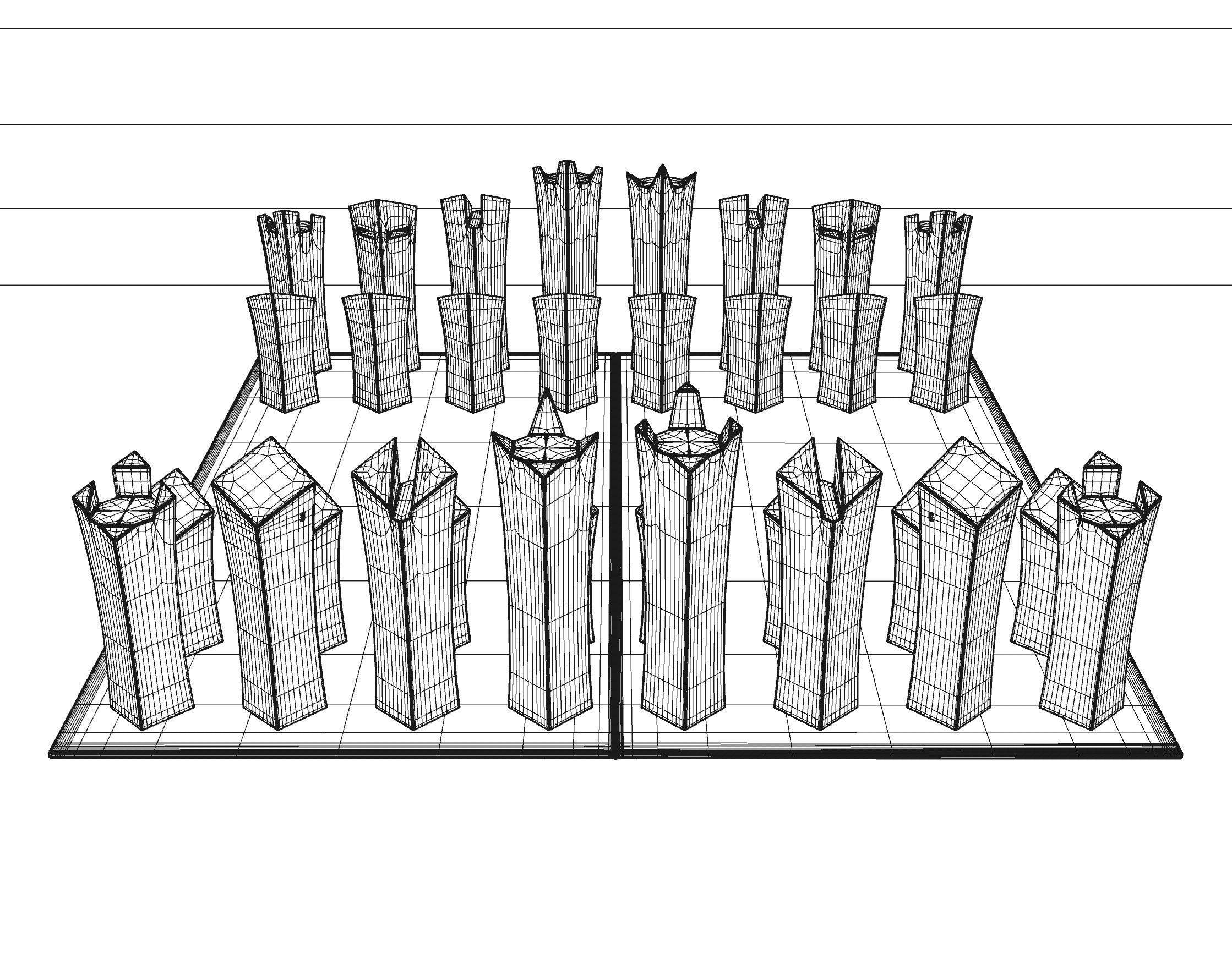 Minimalist Chess Set Concepts 3D model_11
